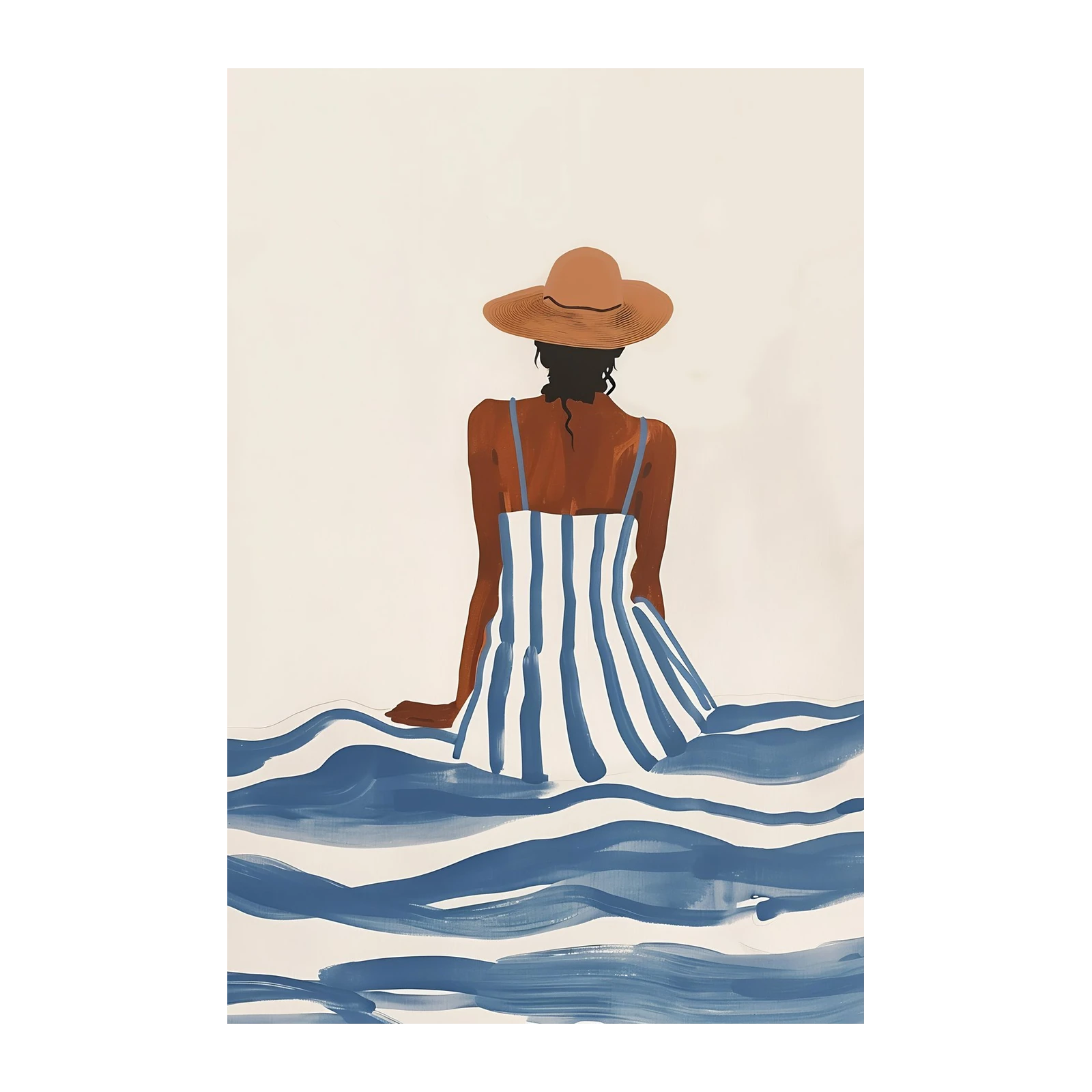 Summer Serenity: Beach Vibes Striped Dress Wall Art