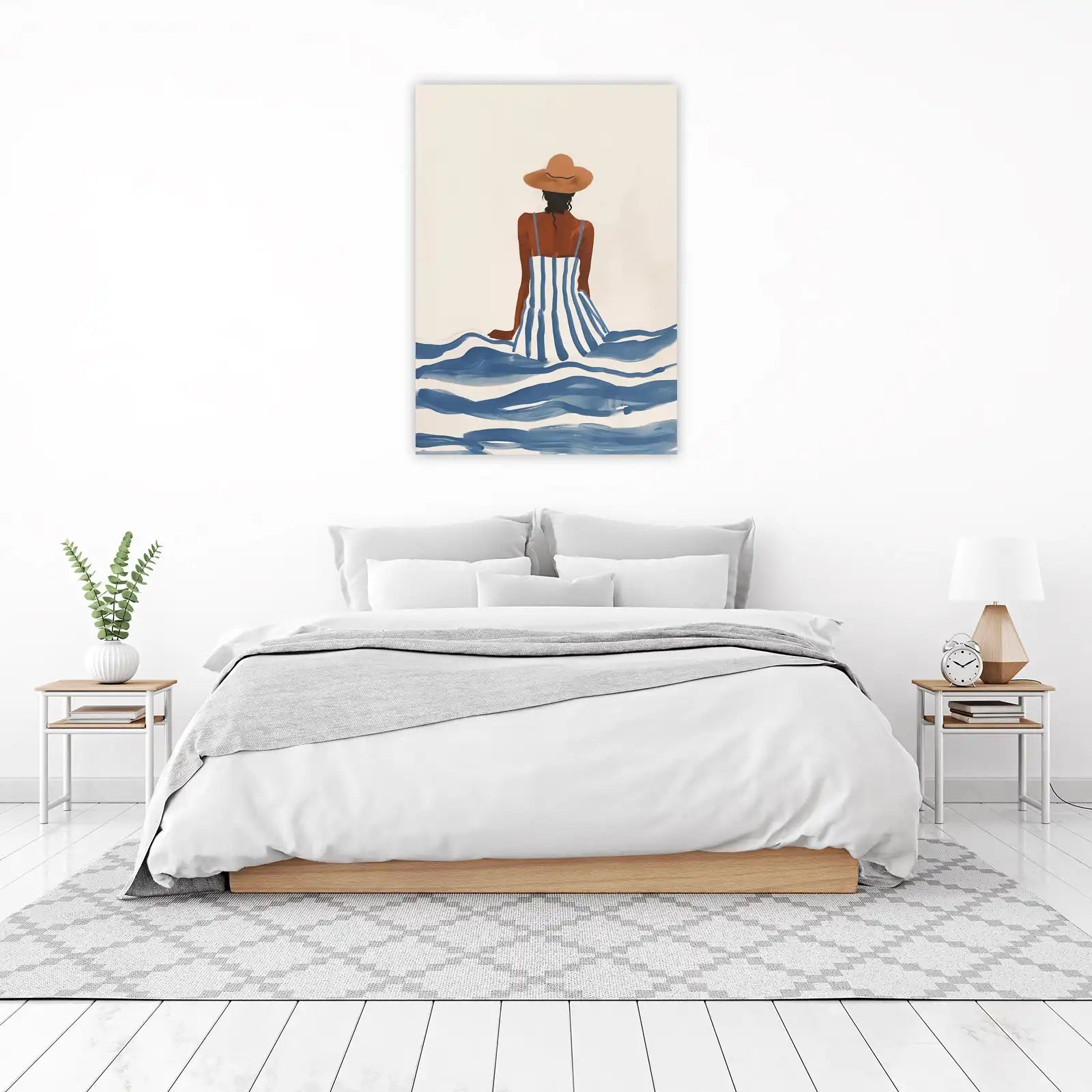 Summer Serenity: Beach Vibes Striped Dress Wall Art