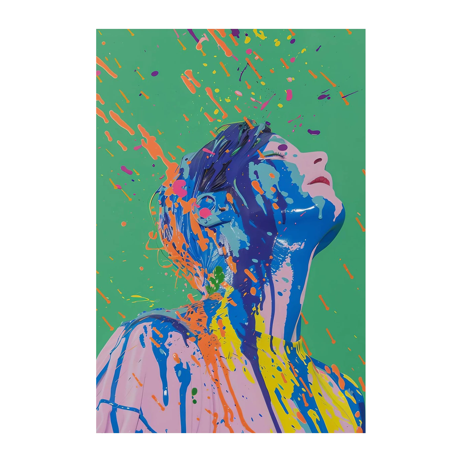 Vibrant Paint Splash Portrait Wall Art