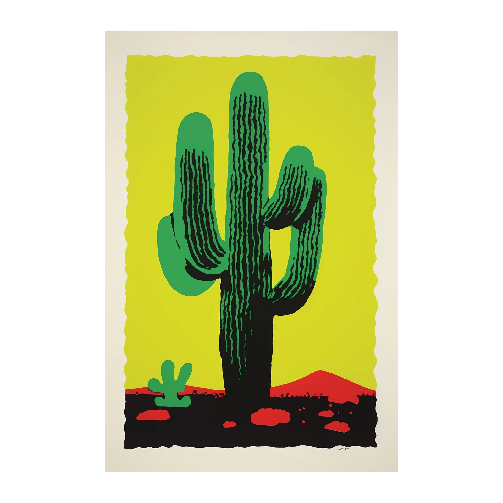 Bold Desert Cactus Yellow Wall Art