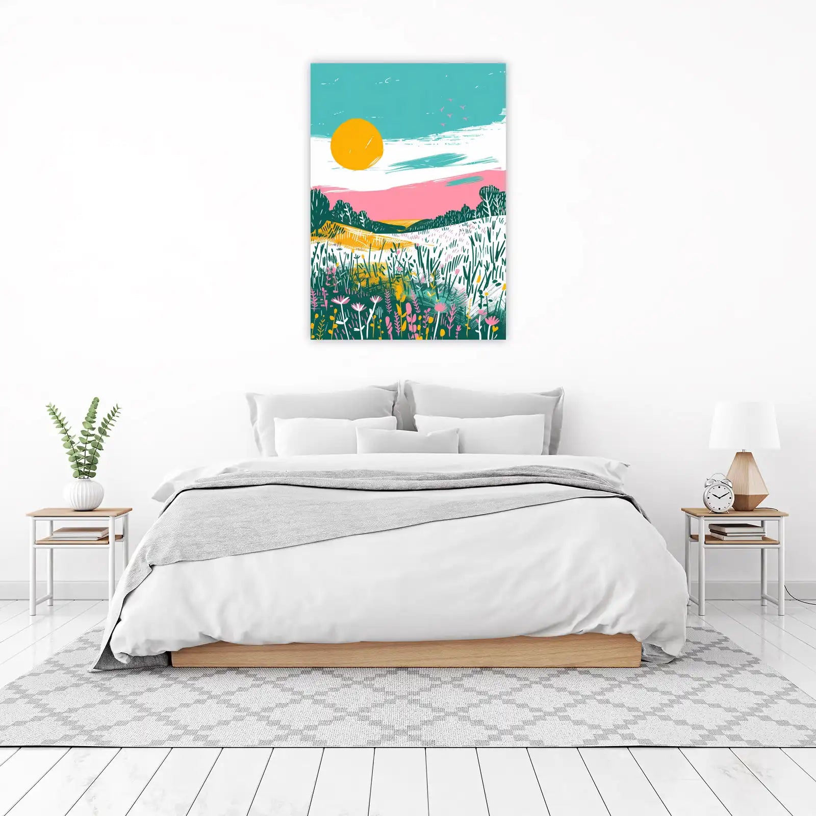Sunny Meadow Floral Landscape Wall Art