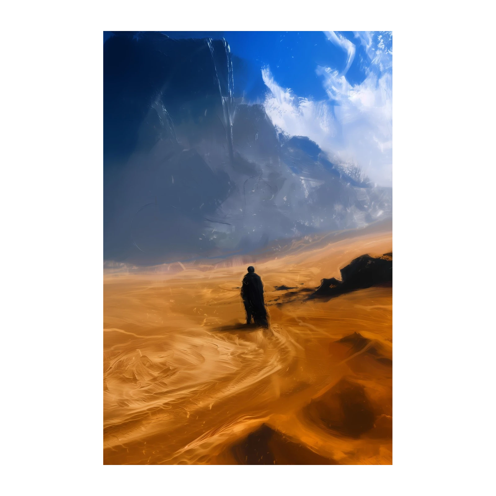 Solitary Wanderer Desert Sunset Wall Art