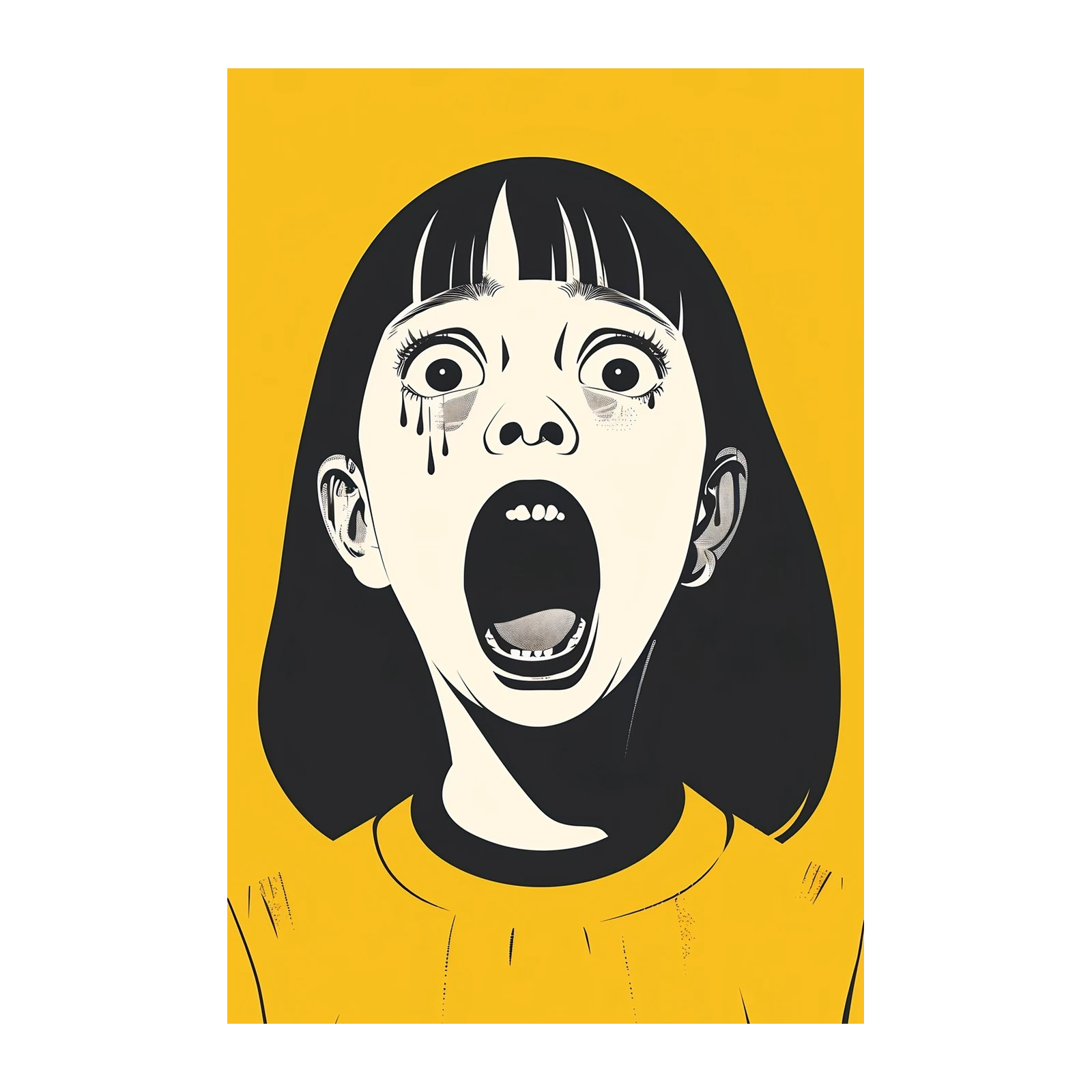 Screaming Girl Manga Style Wall Art