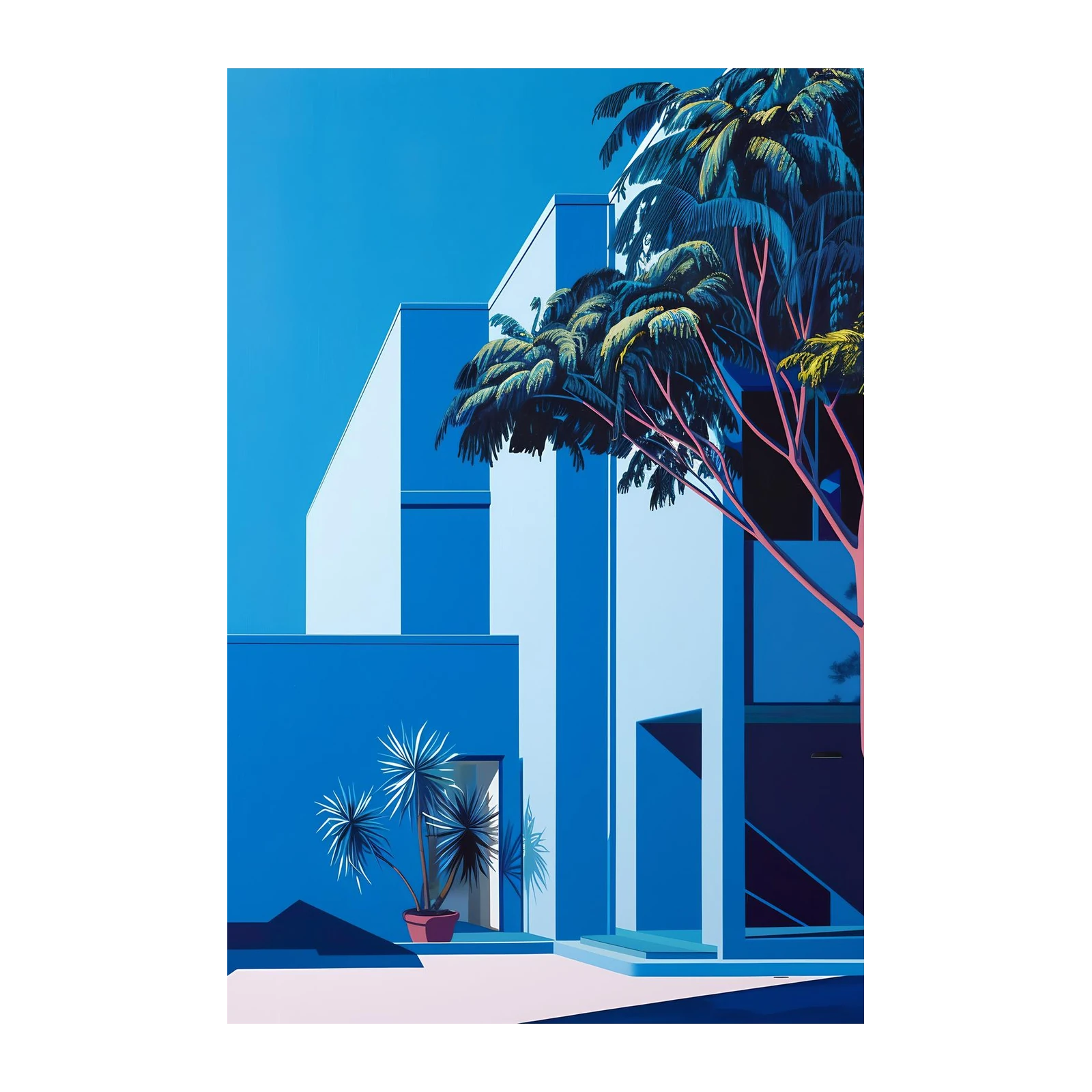 Modern Blue Palm Oasis Wall Art