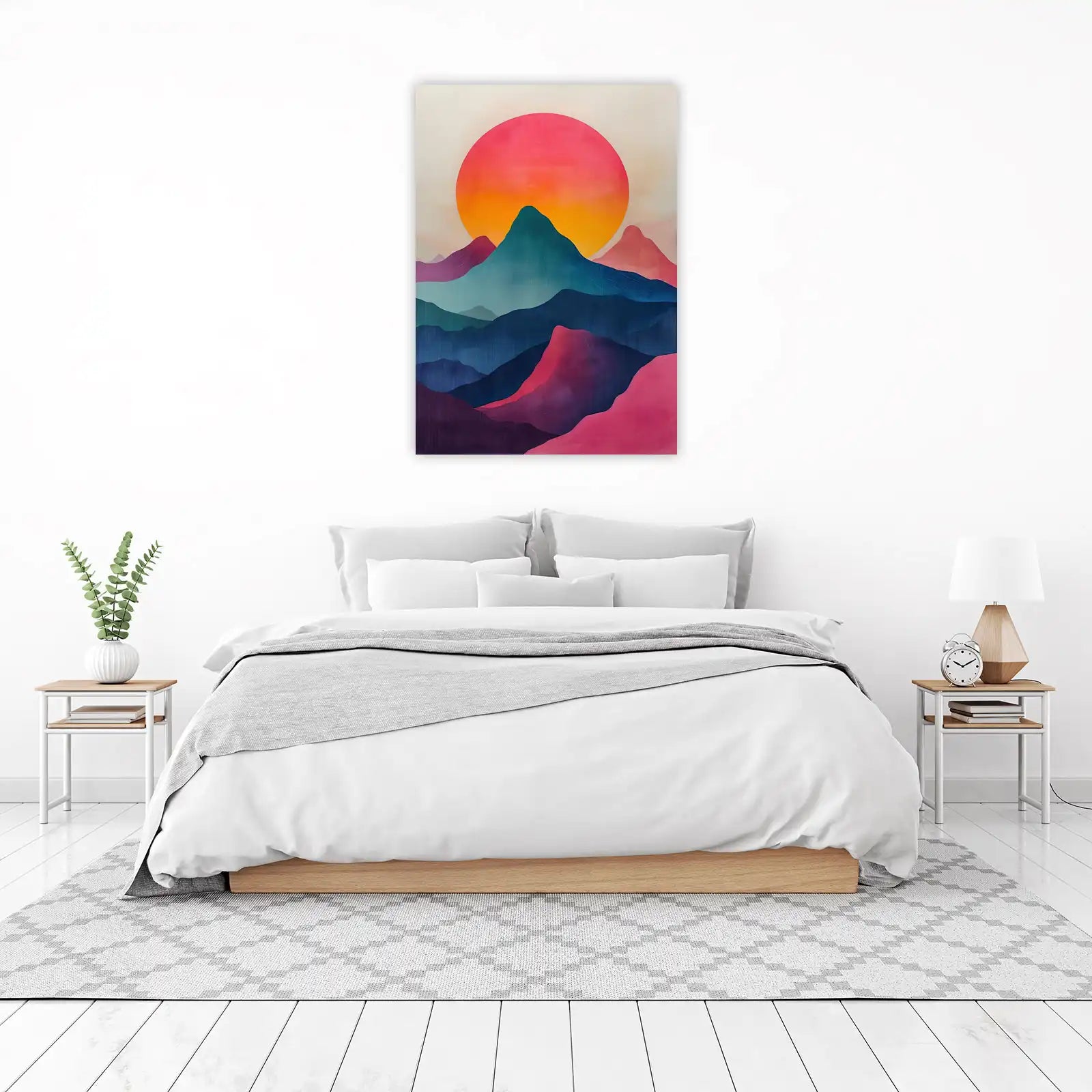 Vibrant Sunset Mountain Abstract Wall Art