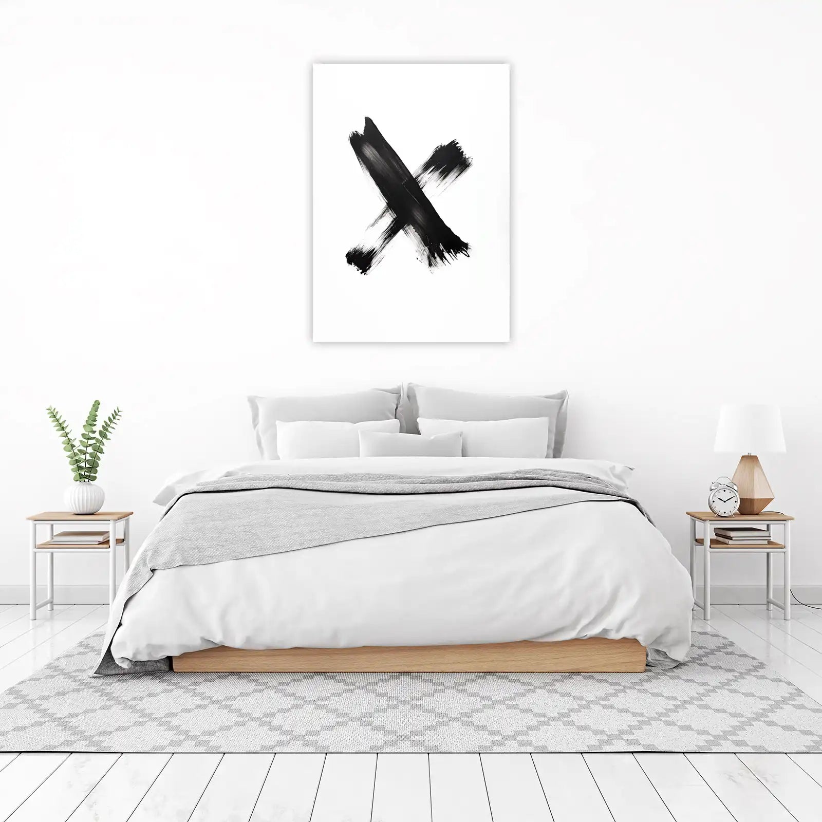 Bold Black X Brushstroke Wall Art