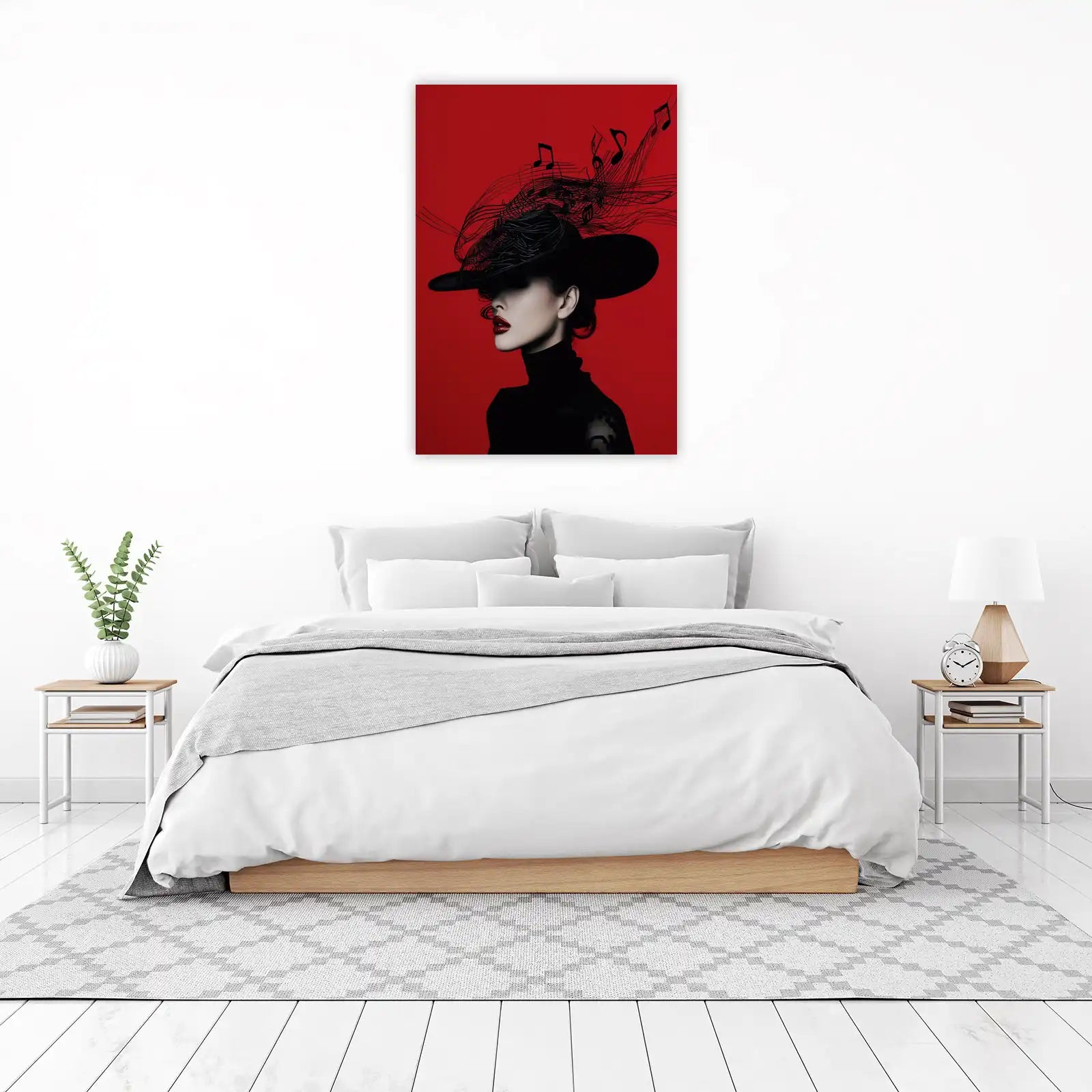 Chic Melody Hat Woman Red Wall Art