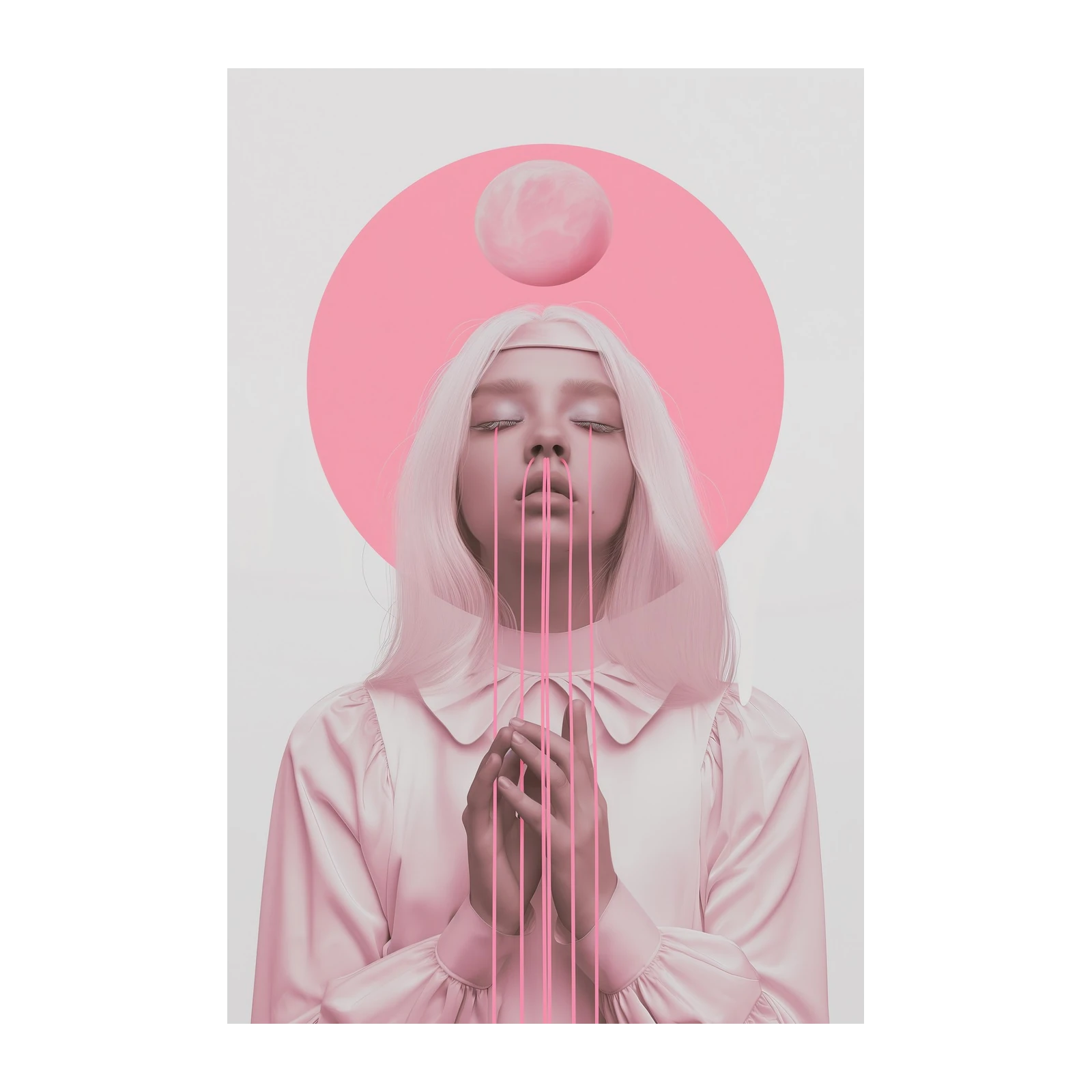 Dreamy Surreal Portrait Pink Aesthetic Wall Art
