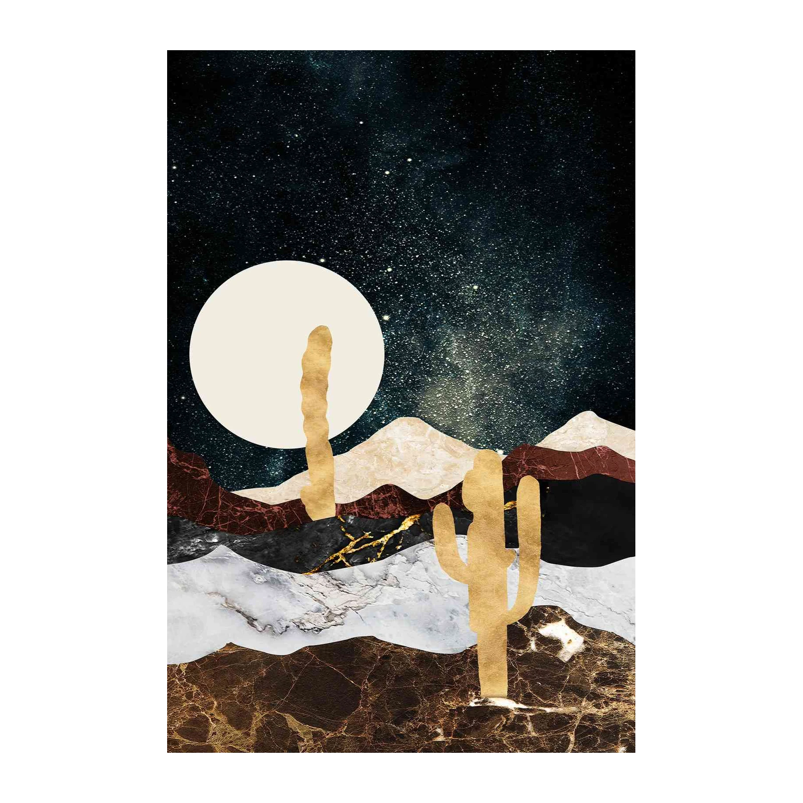 Boho Desert Cactus Night Sky Wall Art