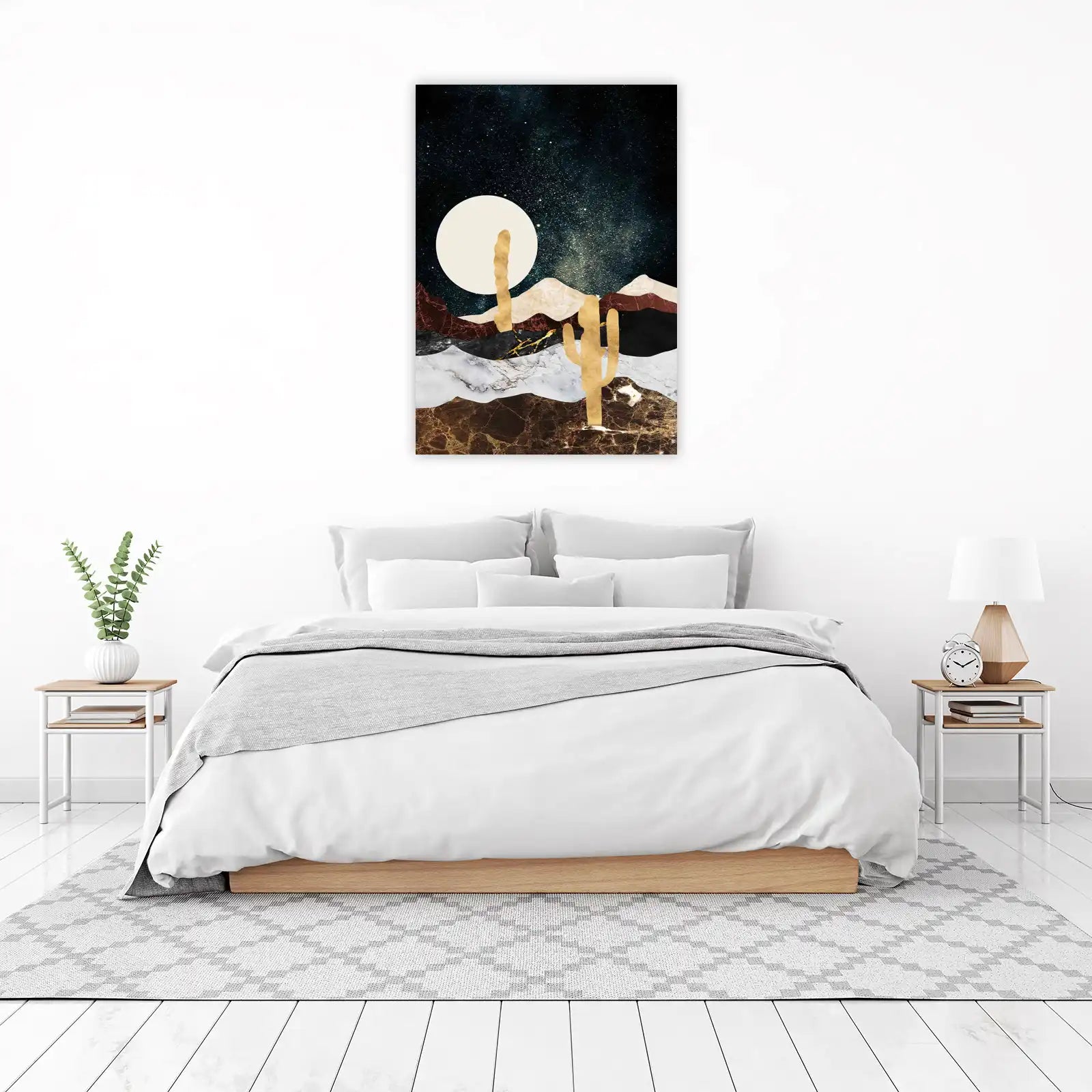 Boho Desert Cactus Night Sky Wall Art