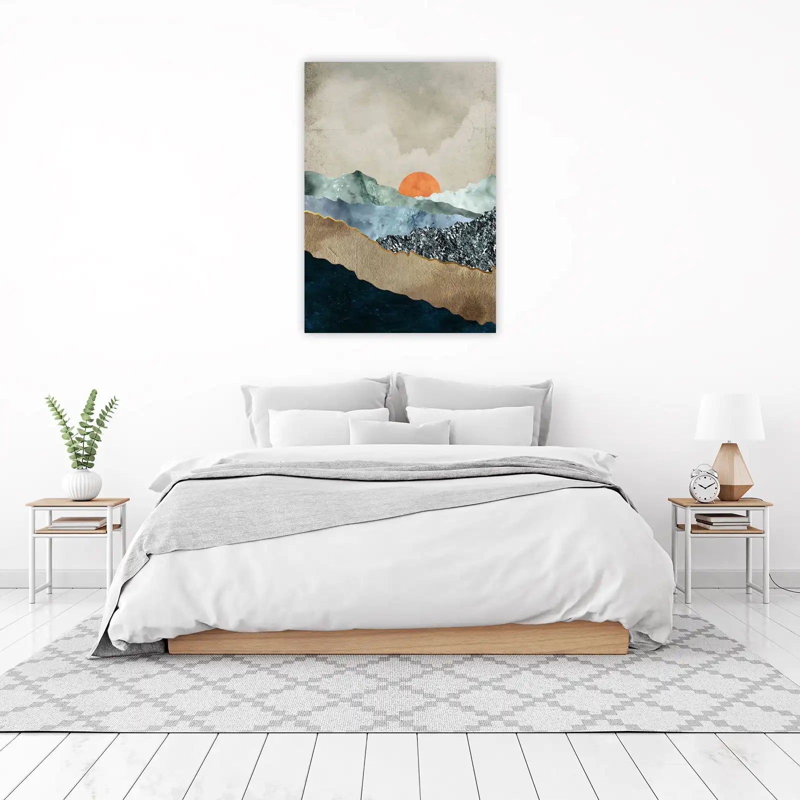 Serene Mountain Sunset Textured Wall Art