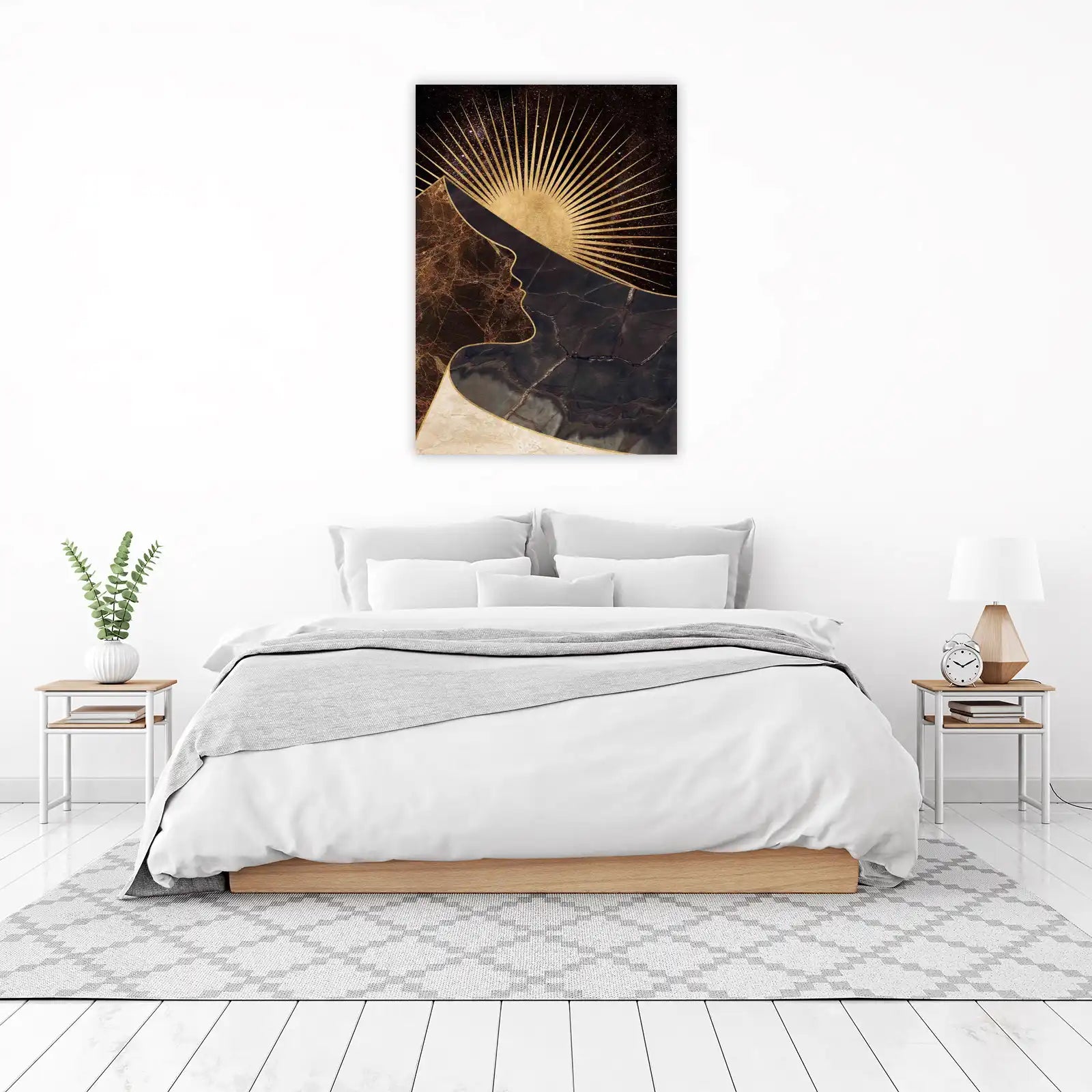 Celestial Profile Gold Sunburst Wall Art