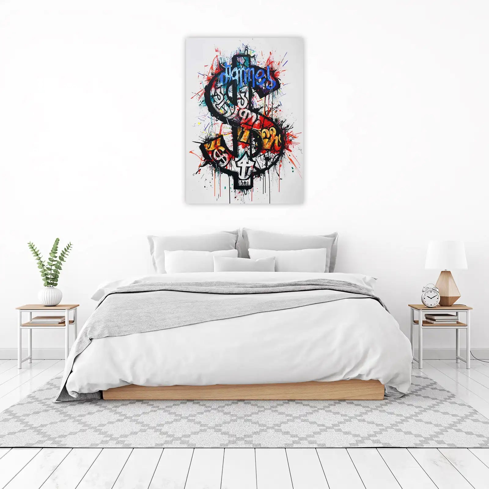 Bold Dollar Sign Graffiti Wall Art