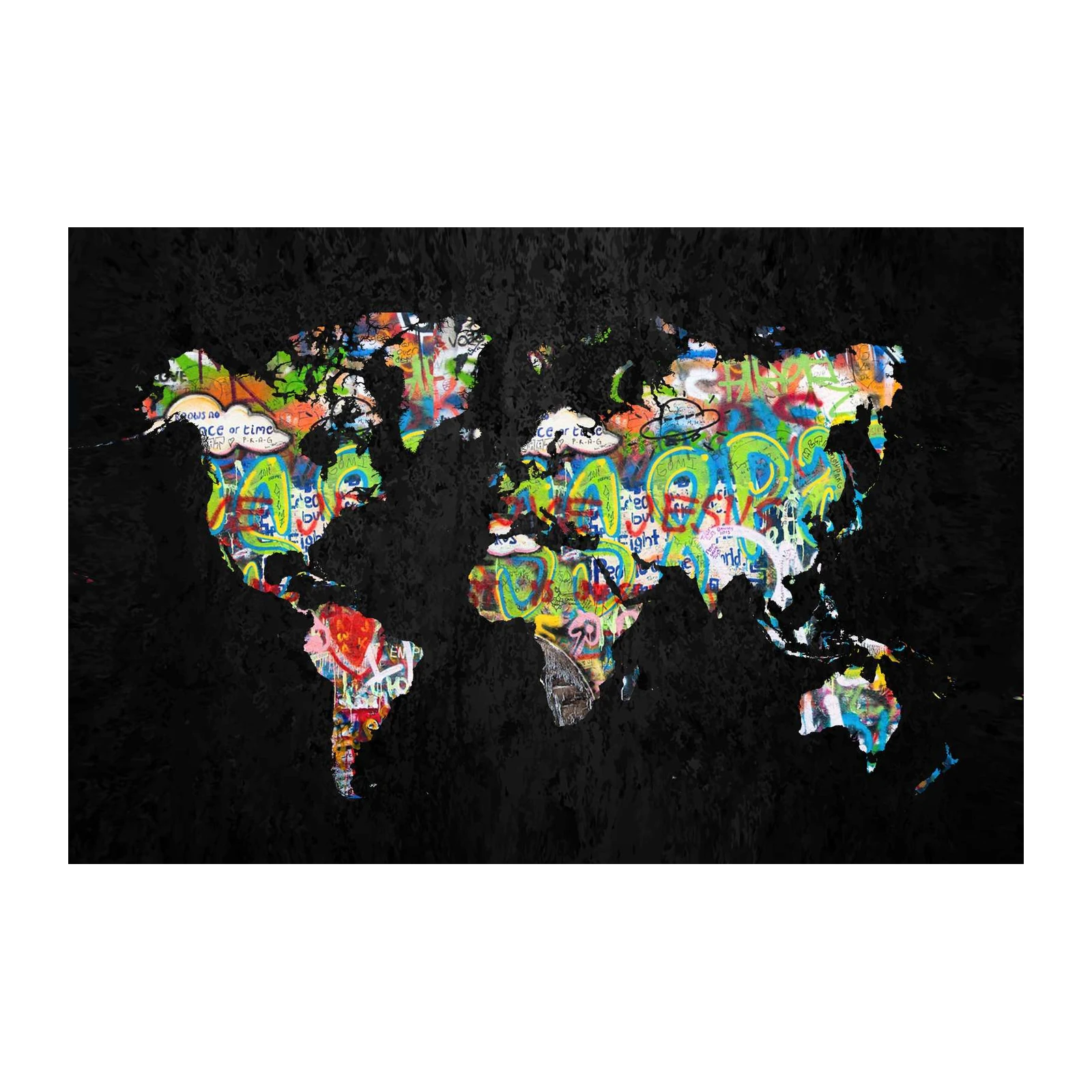 Graffiti World Map Wall Art