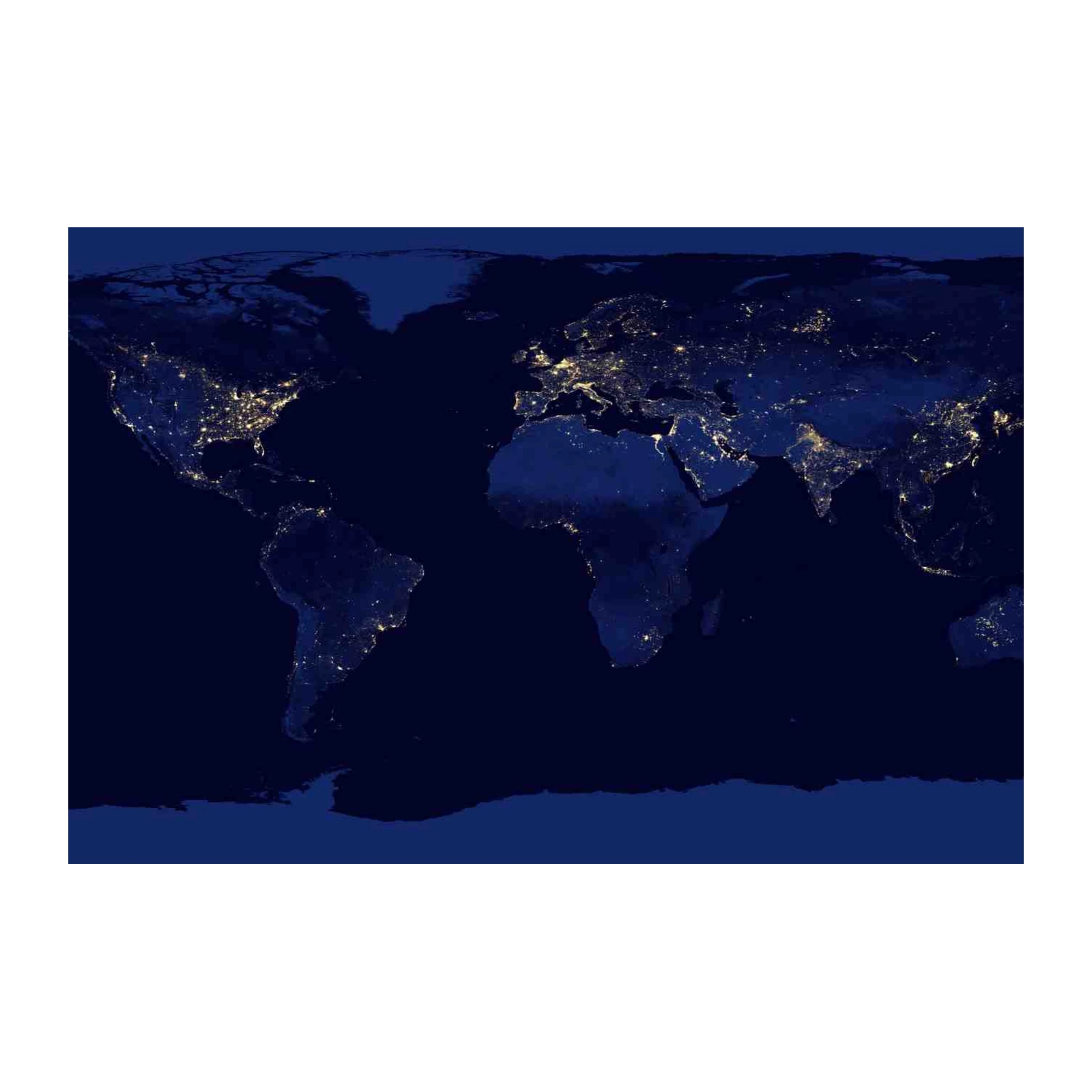 Earth at Night World Map Wall Art