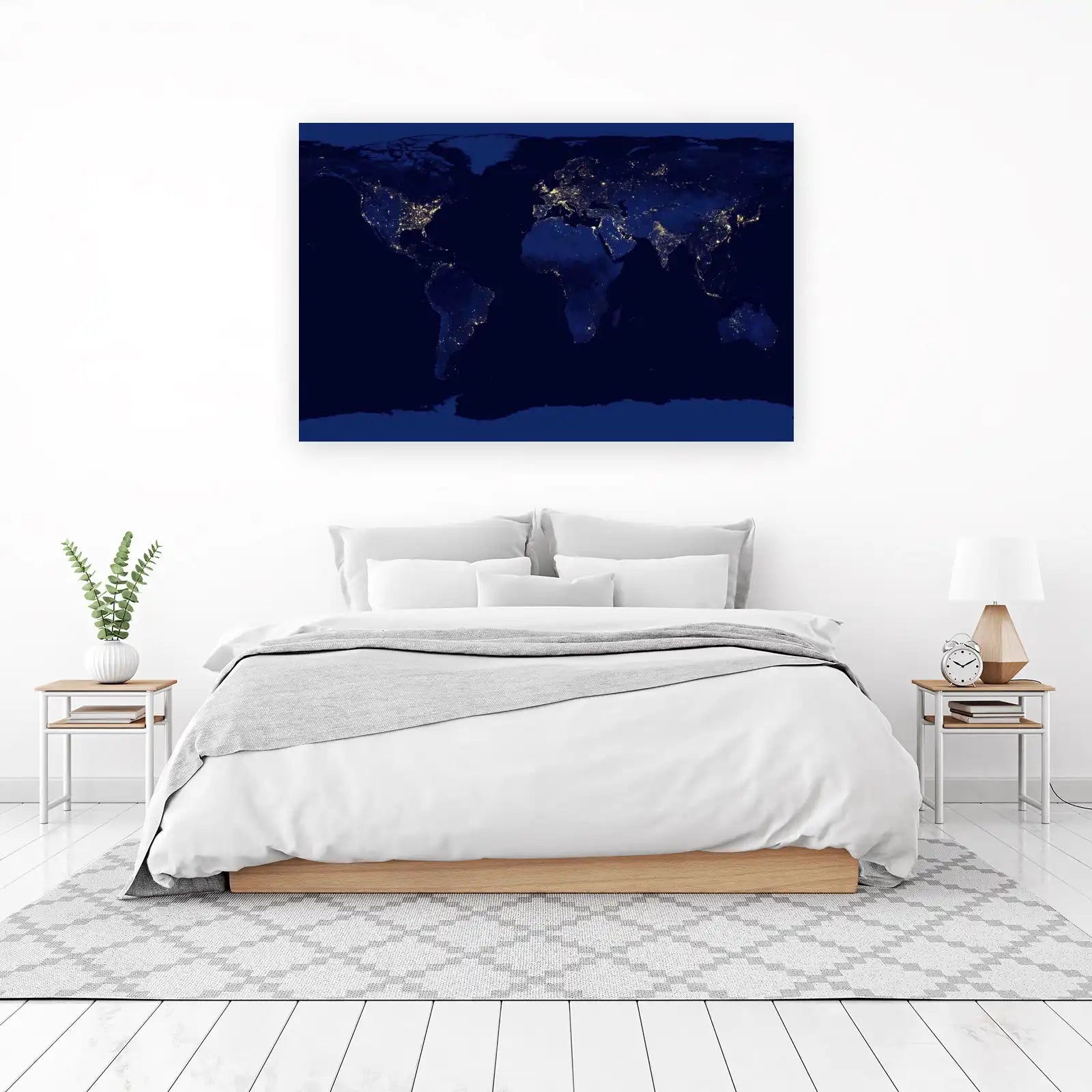 Earth at Night World Map Wall Art