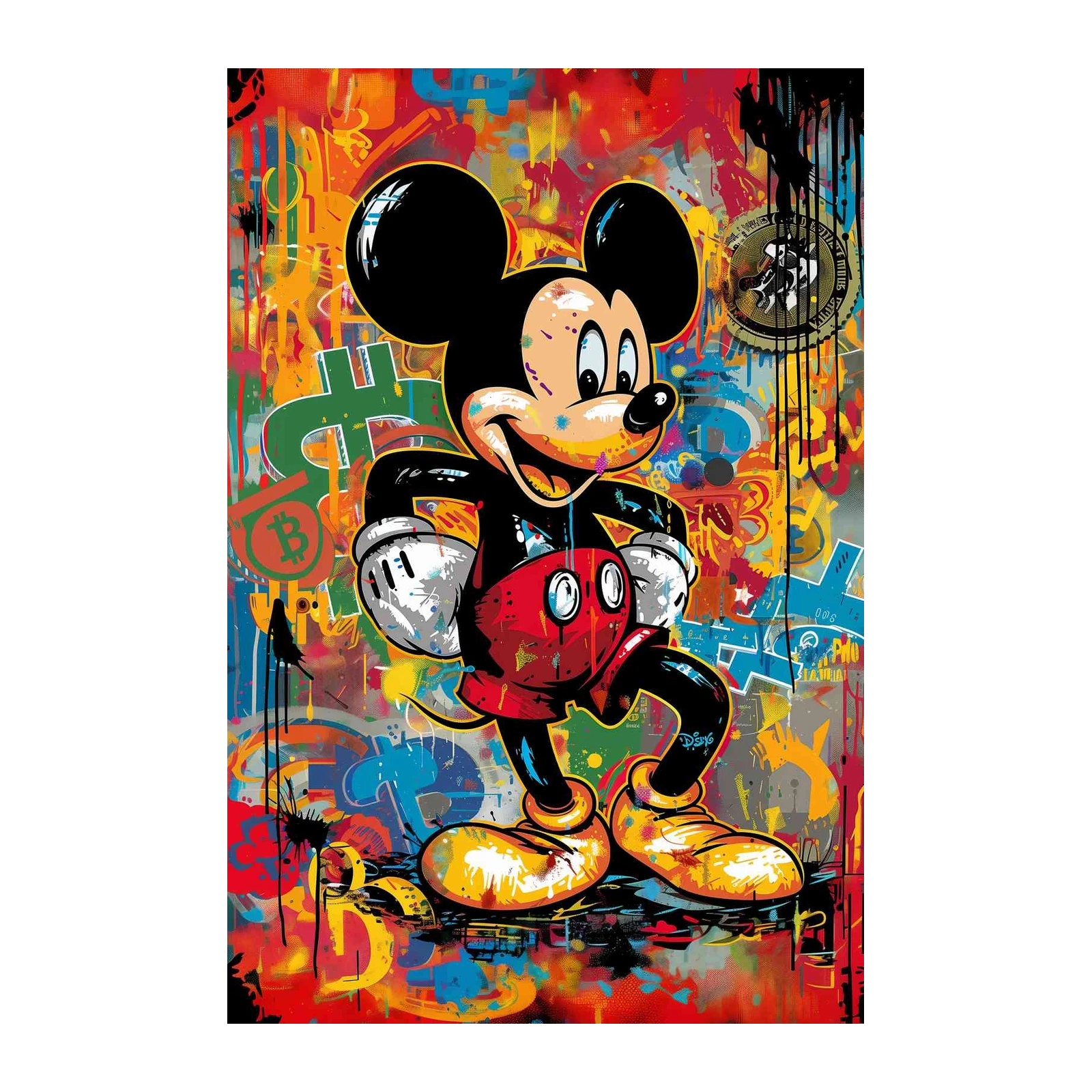 Vibrant Mickey Mouse Graffiti Wall Art