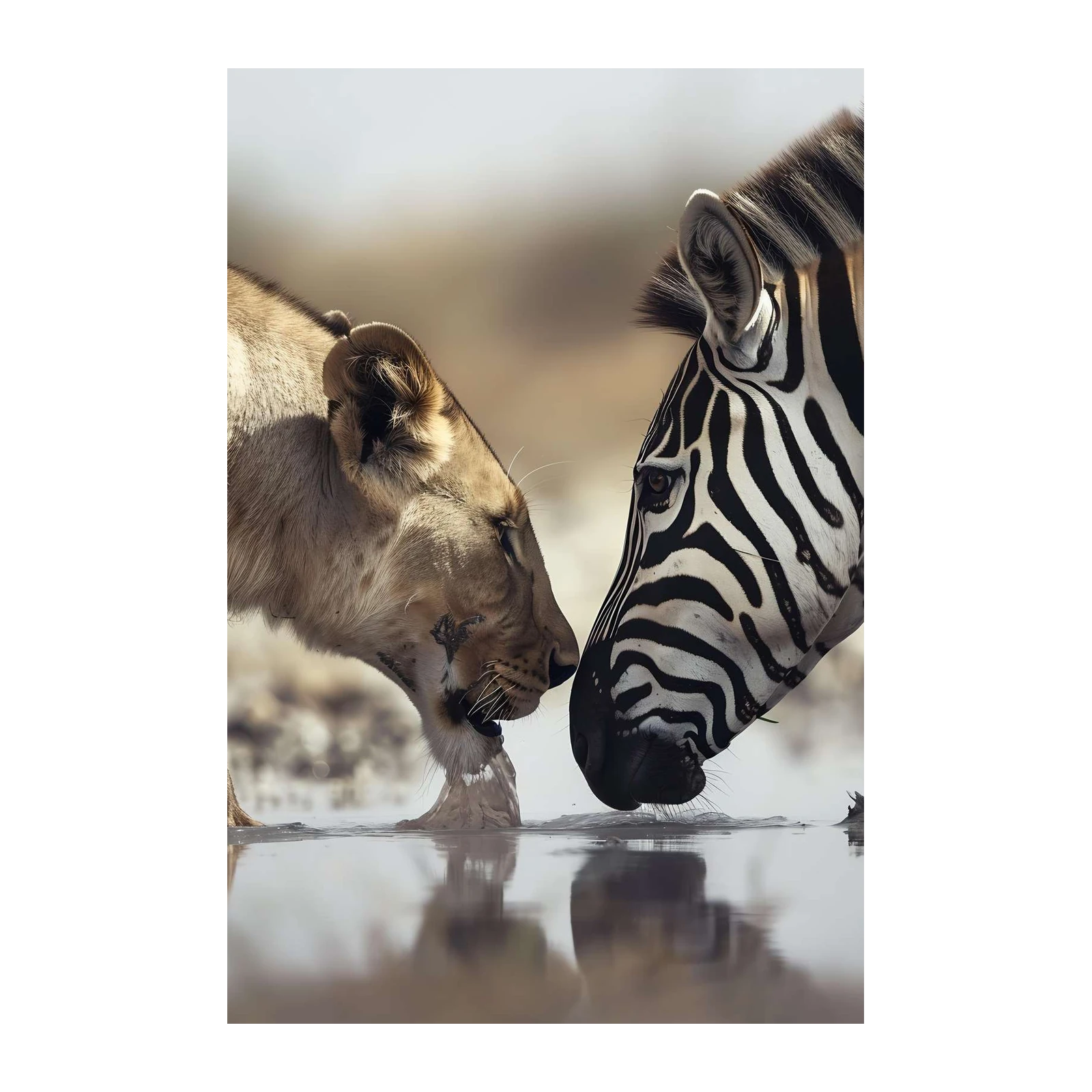 Lion & Zebra Oasis Harmony Wall Art