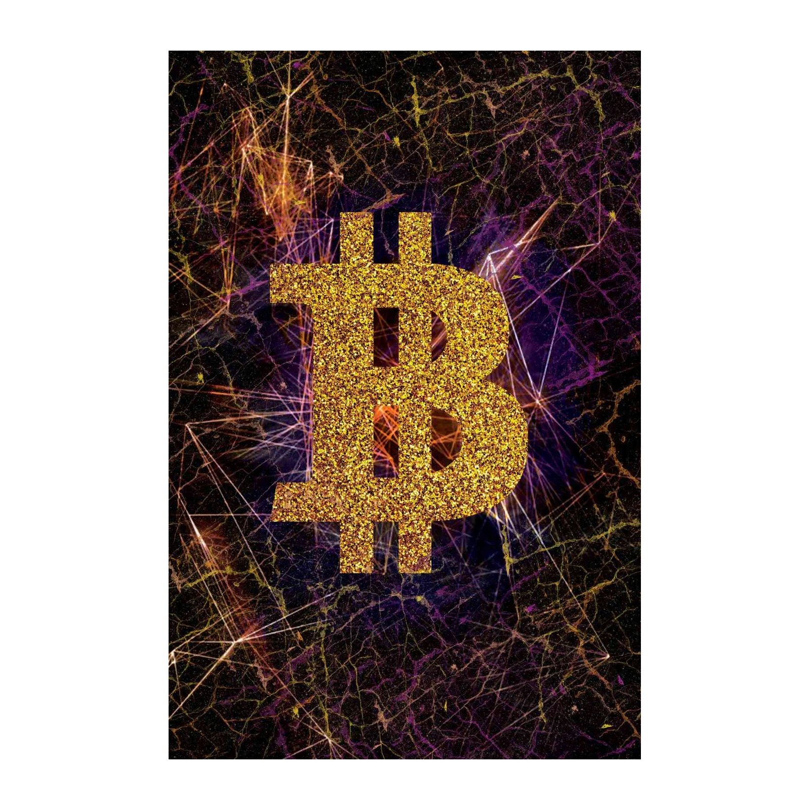 Golden Bitcoin Sparkle Abstract Wall Art