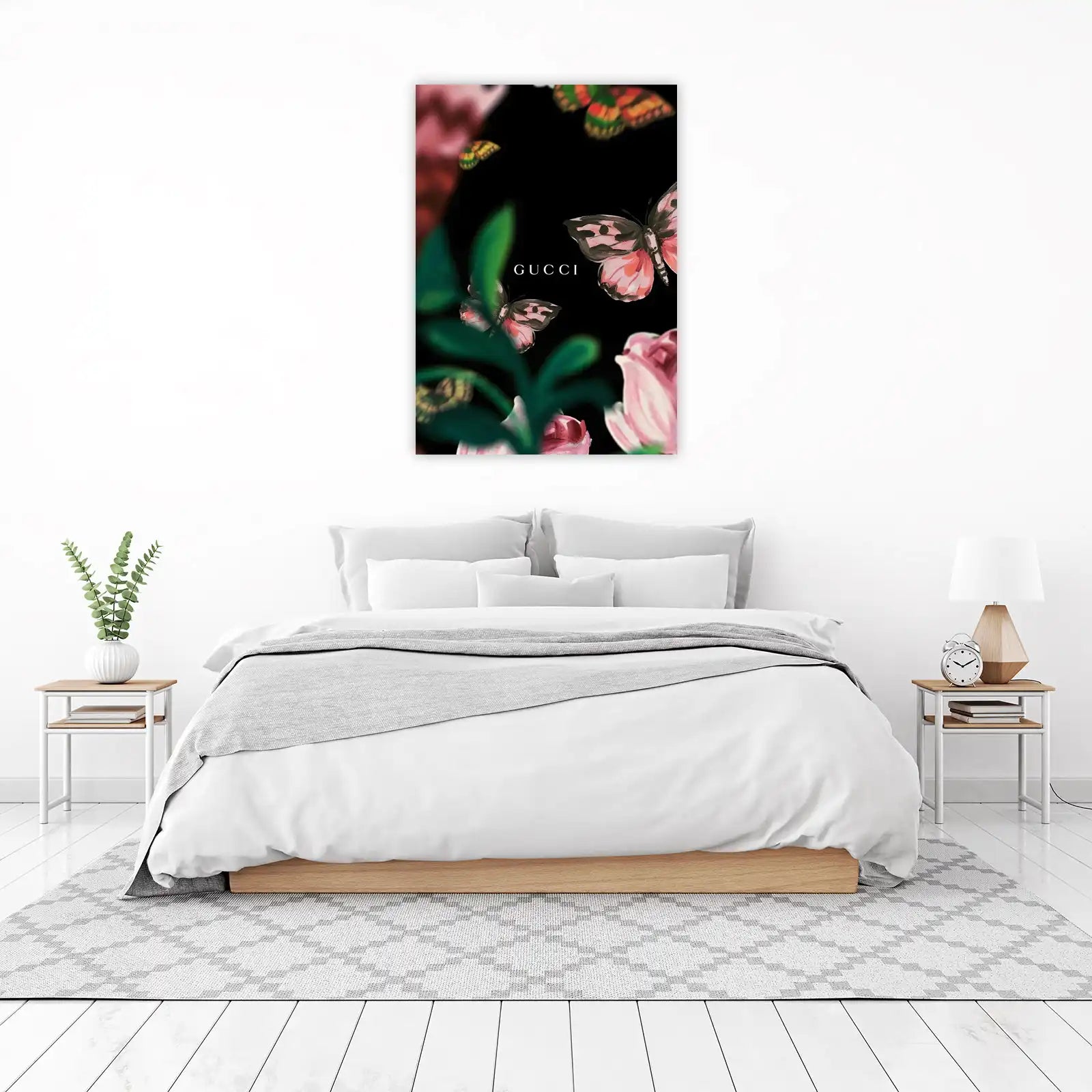 Elegant Butterfly & Floral Gucci Wall Art