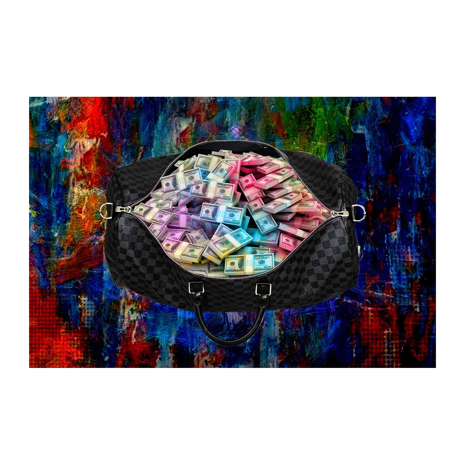 Luxury Money Bag Vibrant Abstract Wall Art