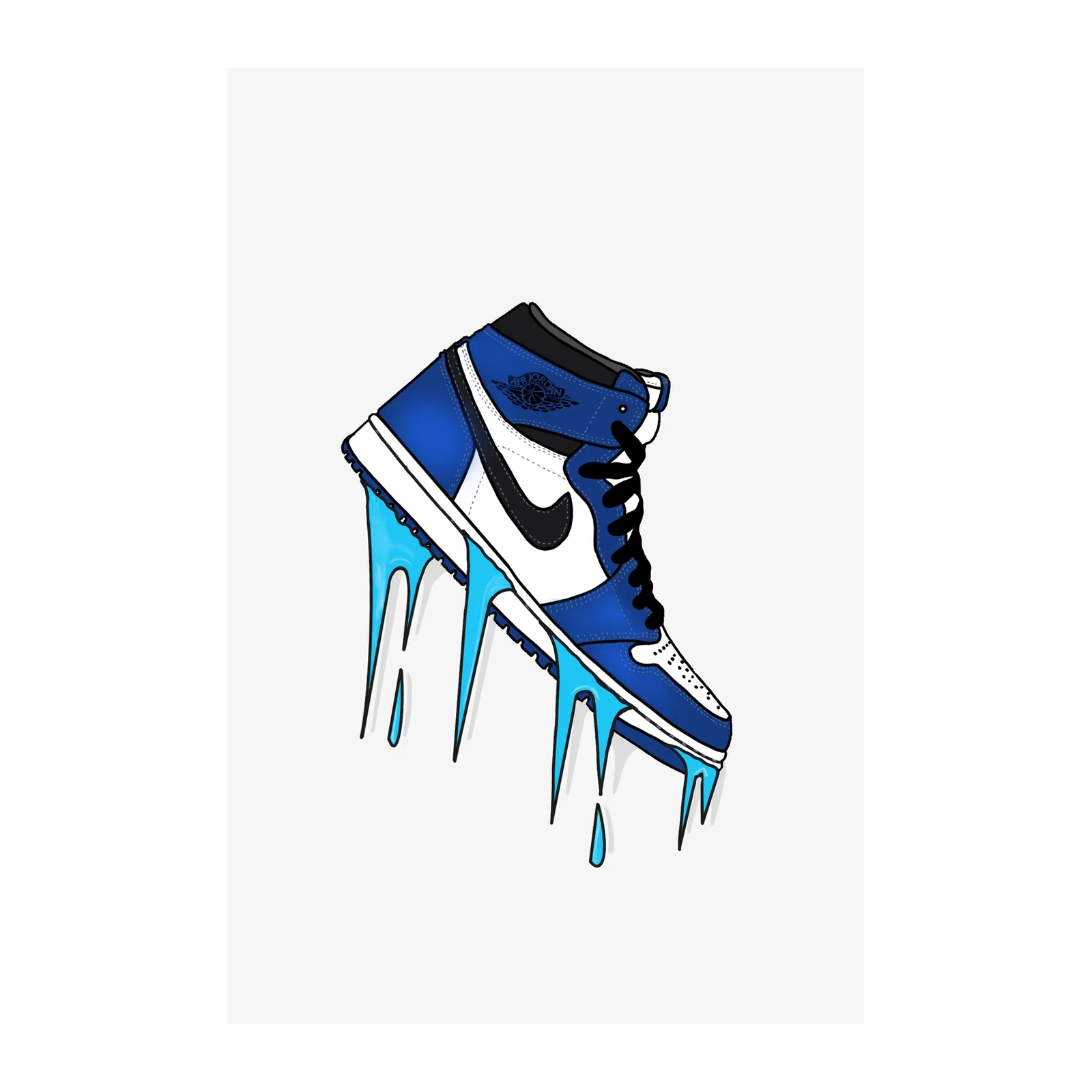 Dripping Blue Sneaker Cool Art Wall Art