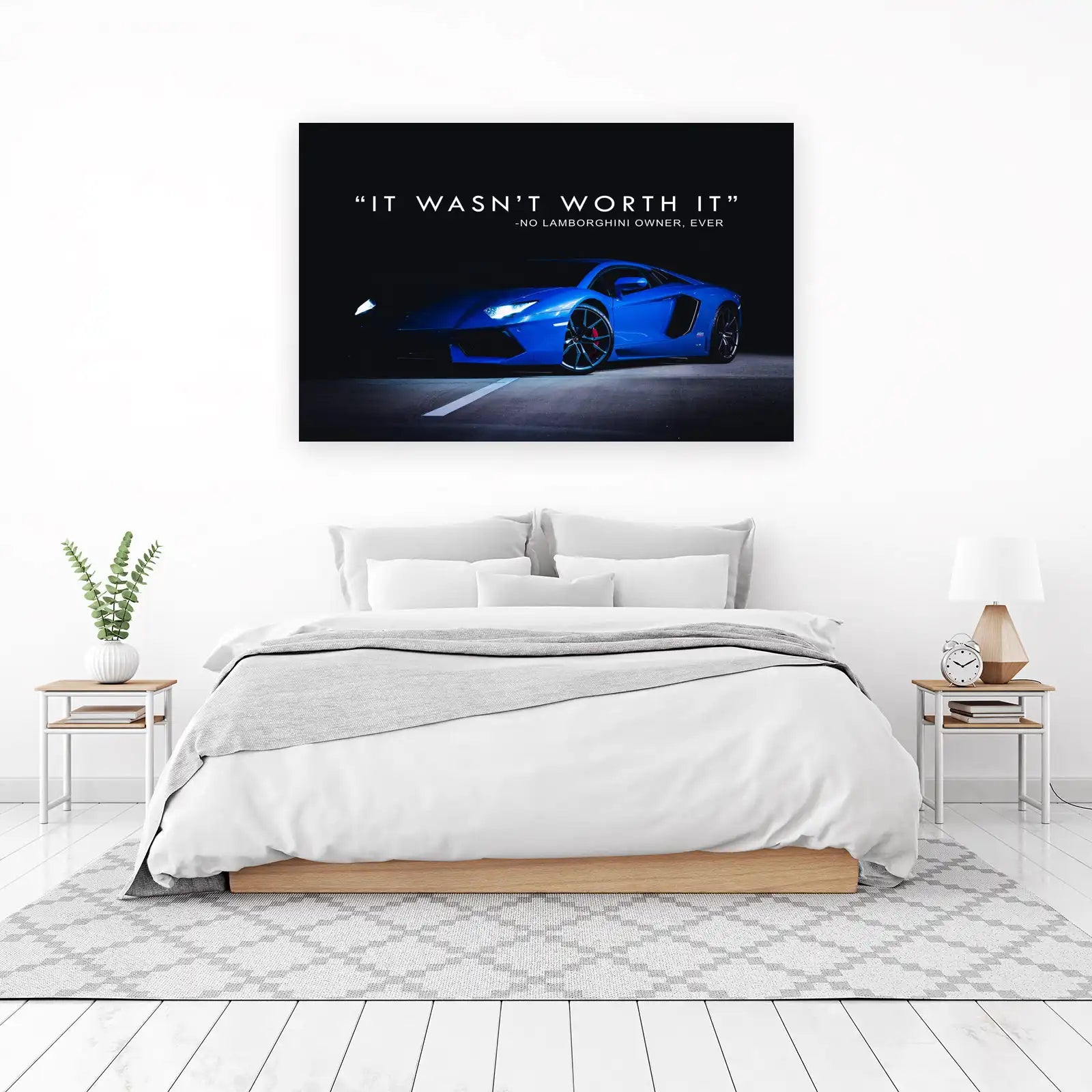 Luxury Blue Lamborghini "Worth It" Wall Art
