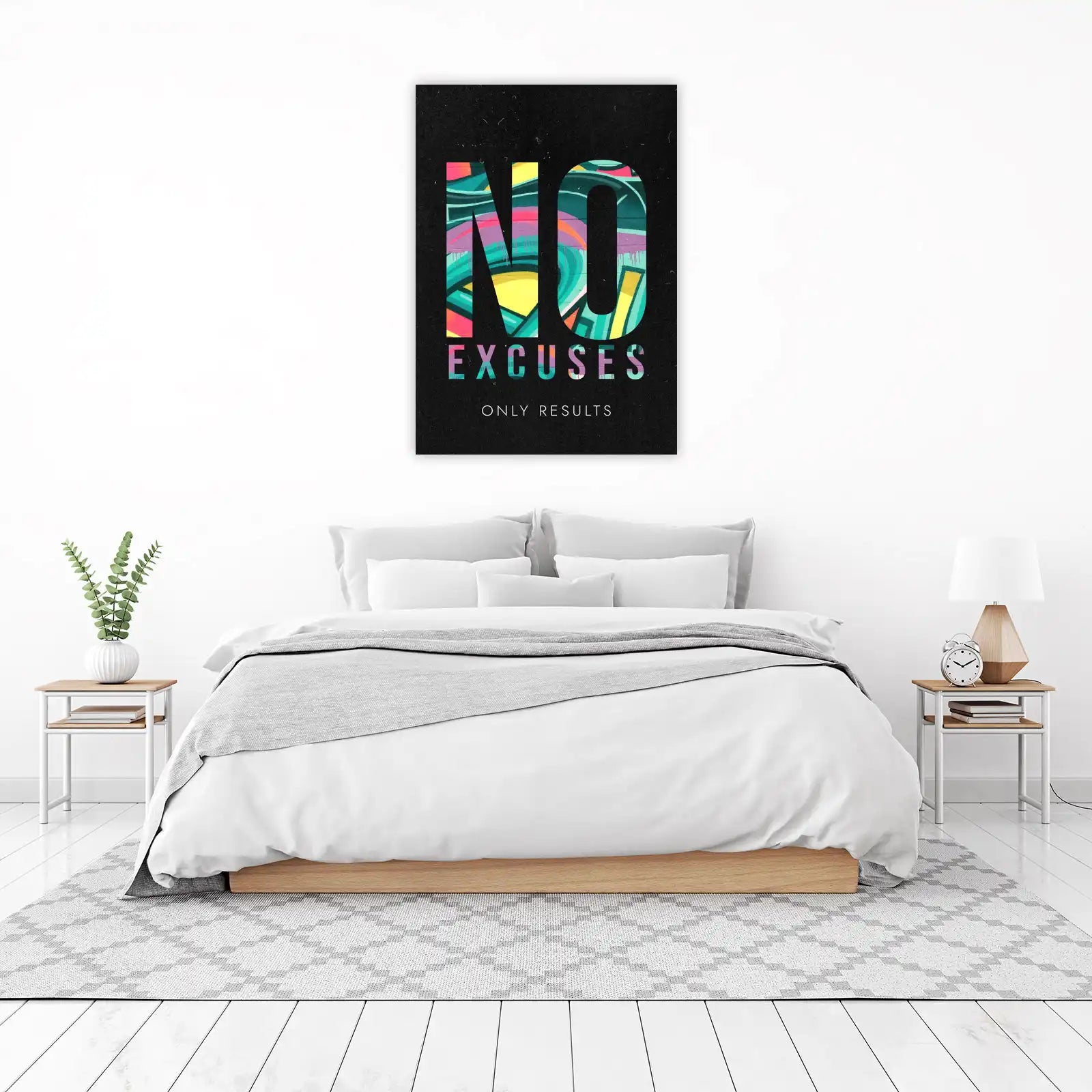 Bold "No Excuses" Graffiti Art Wall Art