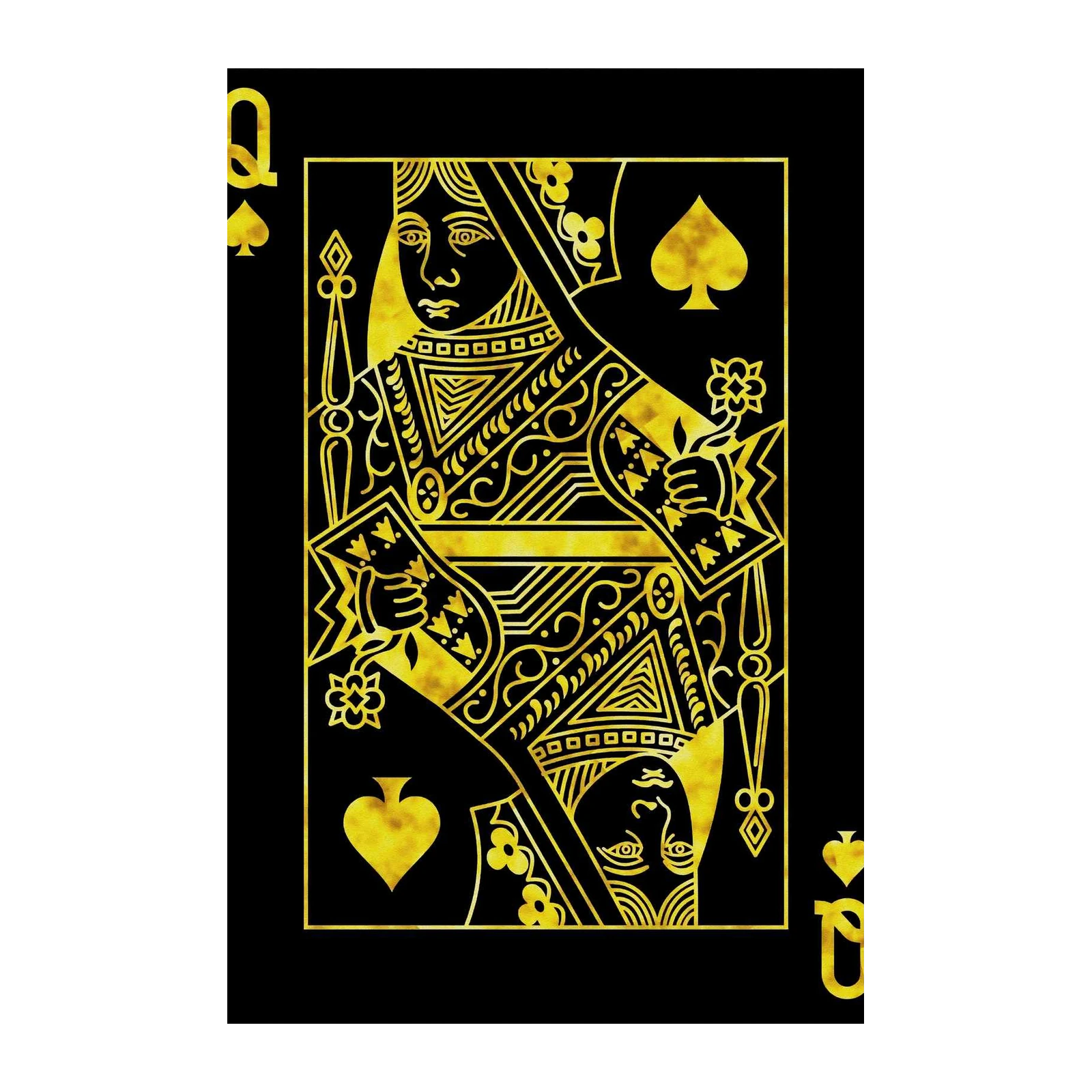 Queen of Spades Gold Playing Card Wall Art