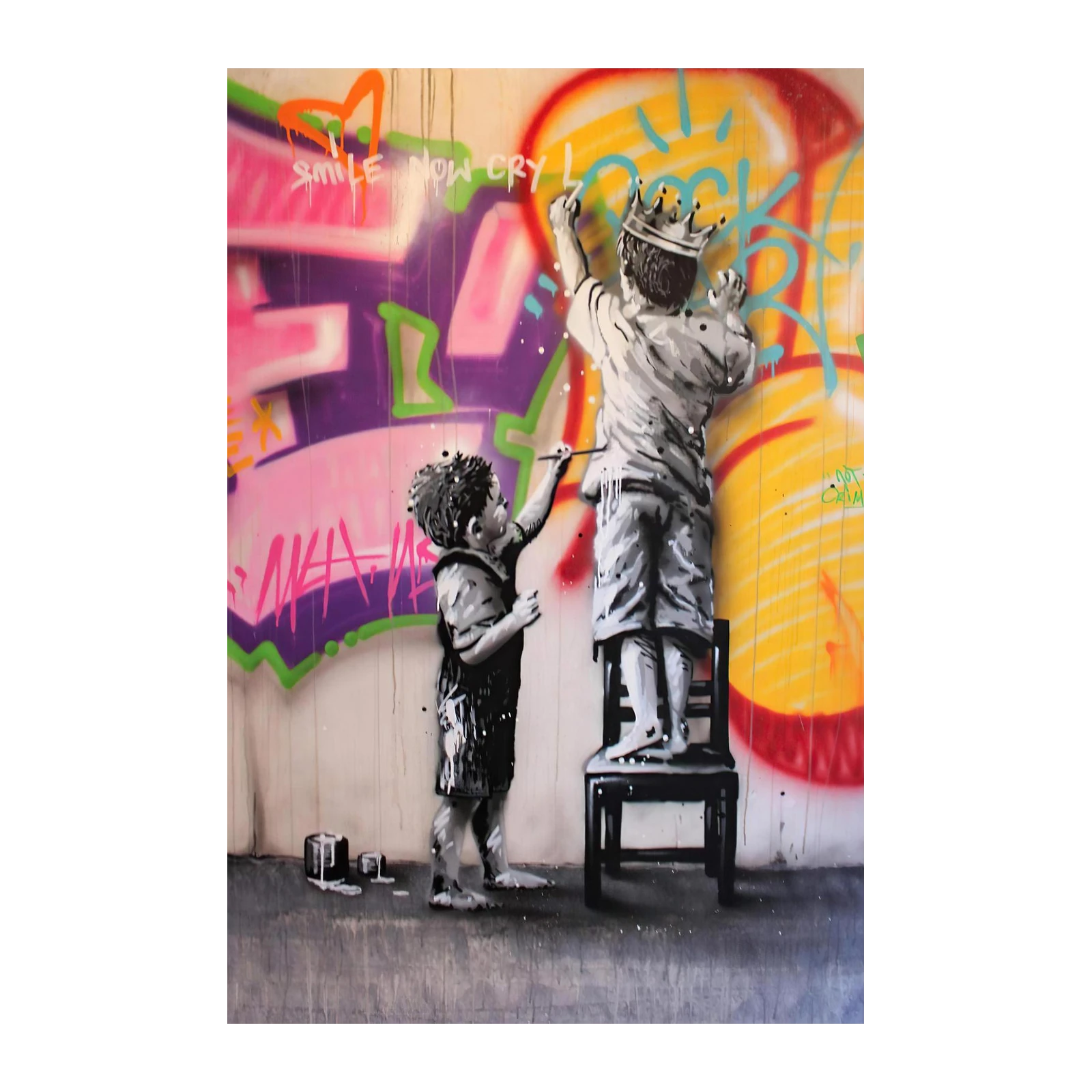 Street Art Kids Crowned King Wall Art