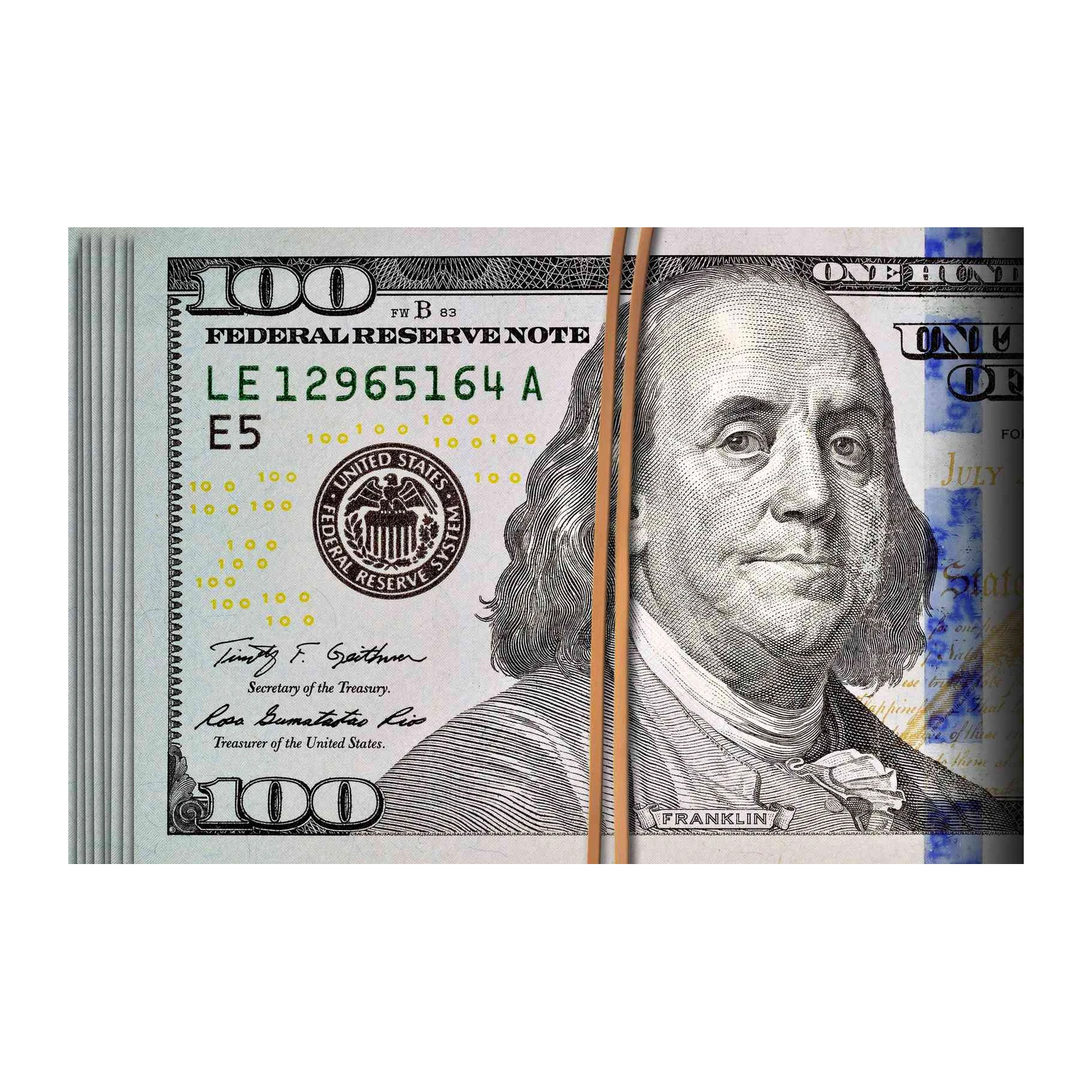 Bold Benjamin Franklin $100 Bill Wall Art