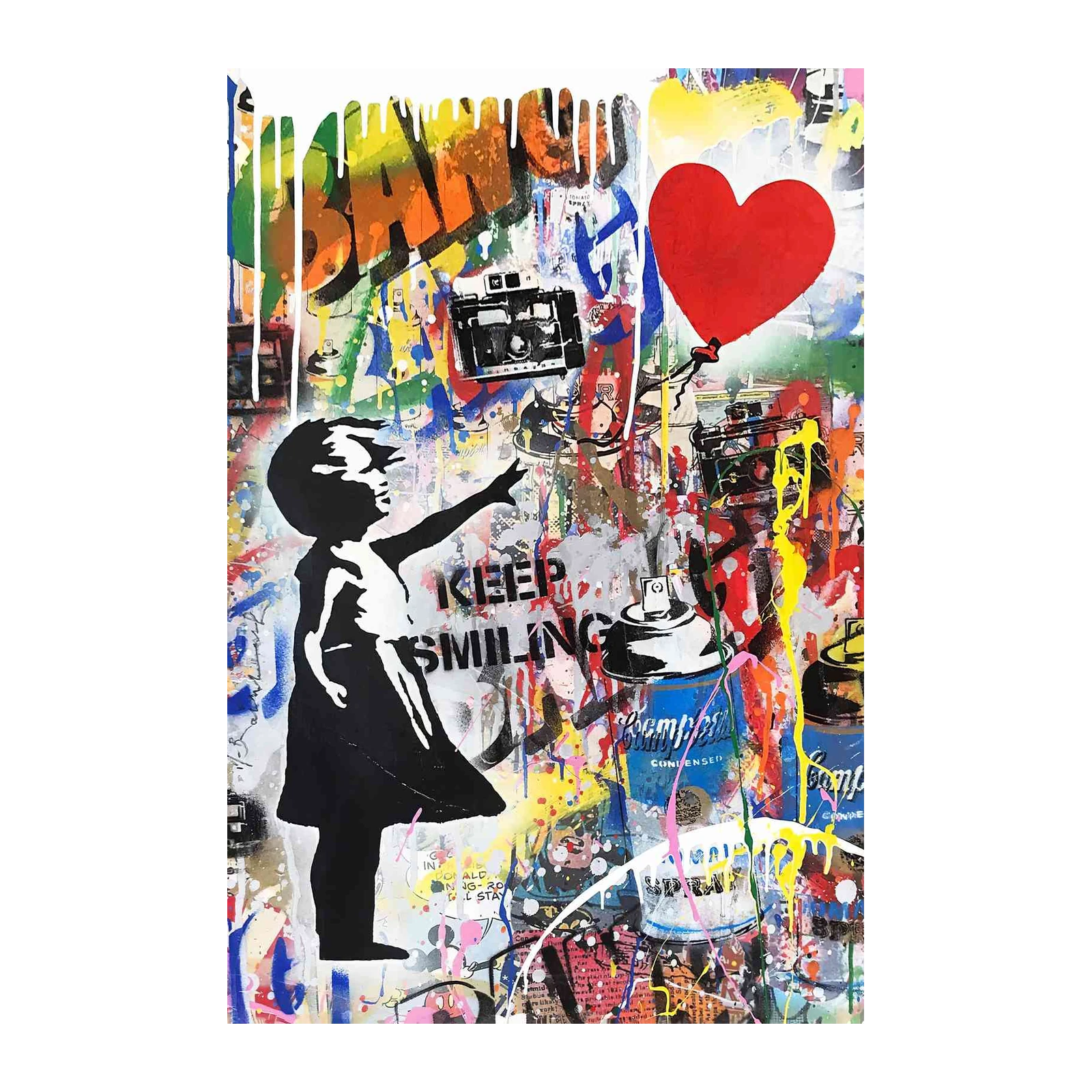 Keep Smiling Graffiti Heart Wall Art