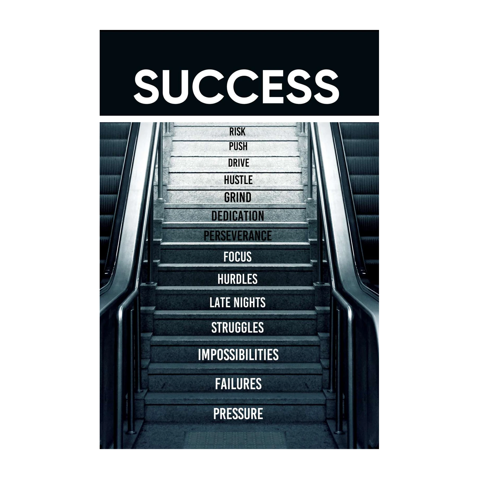 Motivational Success Stairs Wall Art