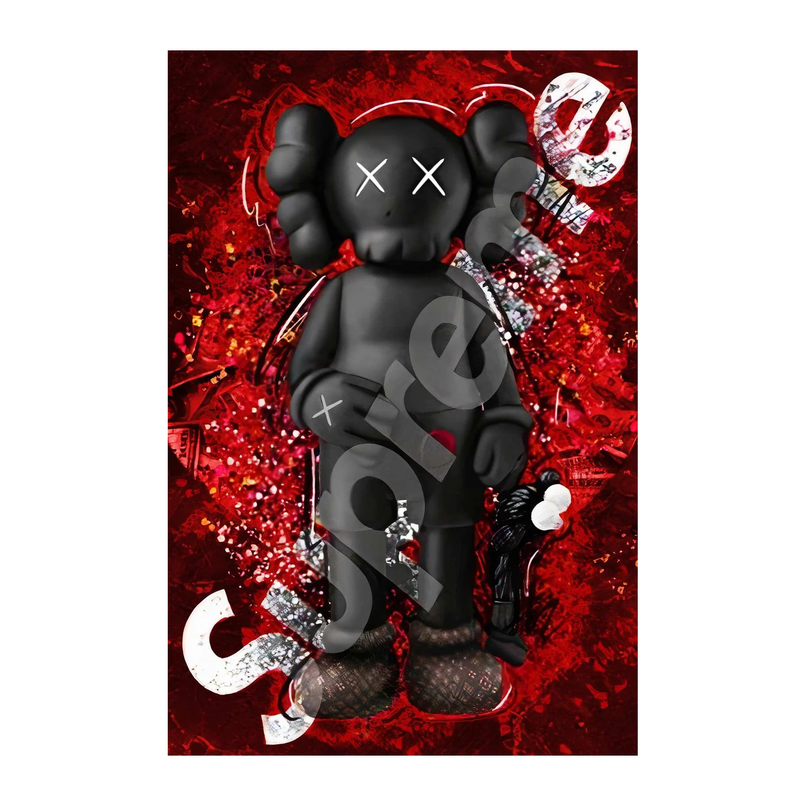 Iconic Figure Black & Red Abstract Wall Art
