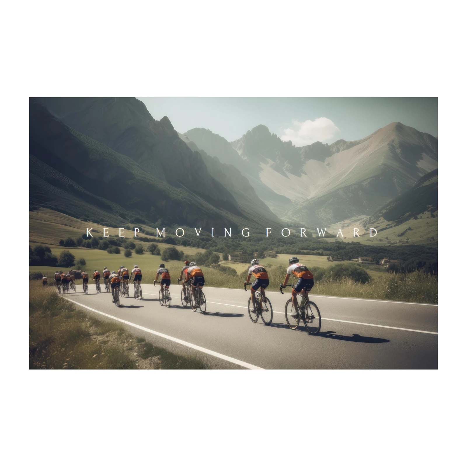 Inspiring Cyclists Mountain Road Wall Art