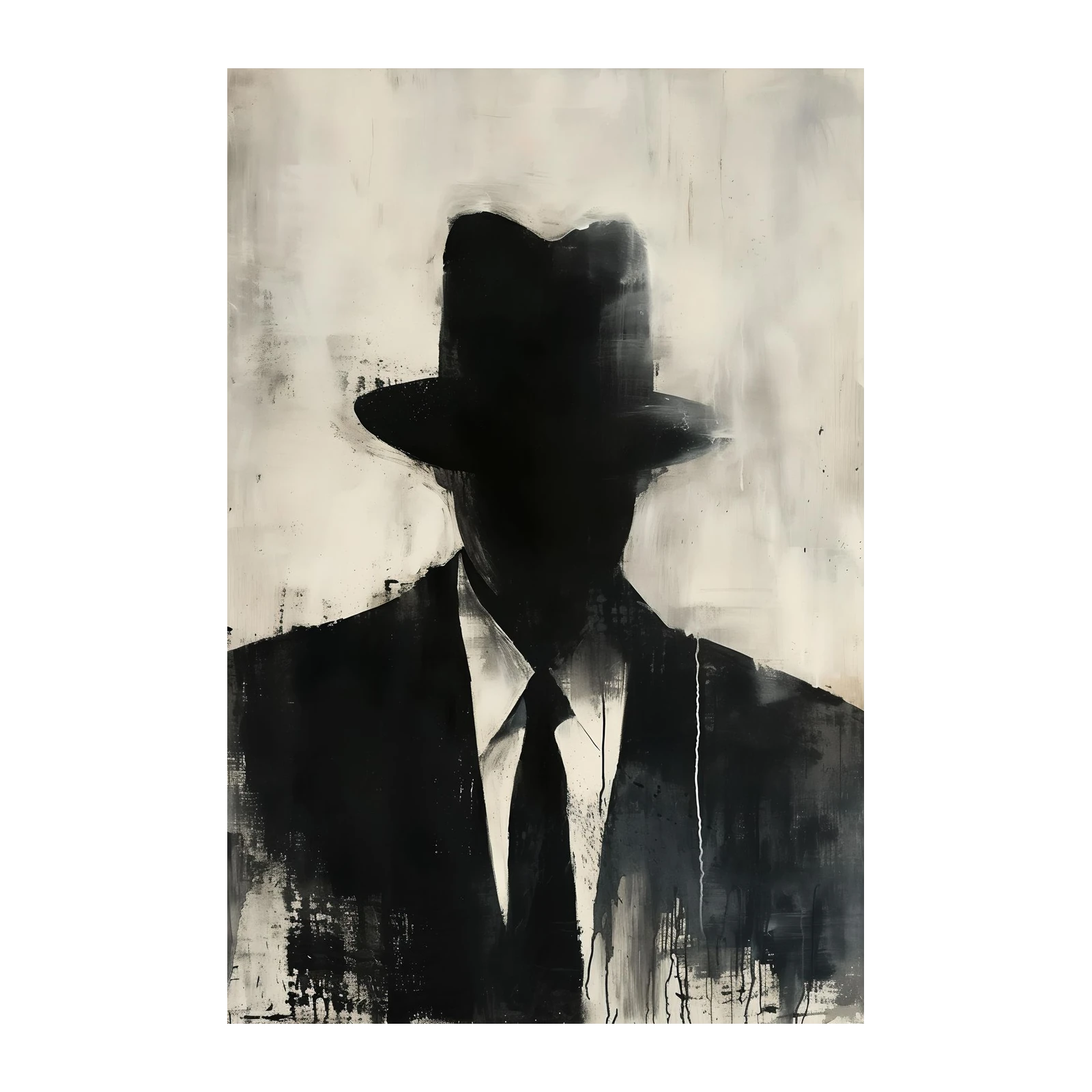 Mysterious Man Abstract Black & White Wall Art