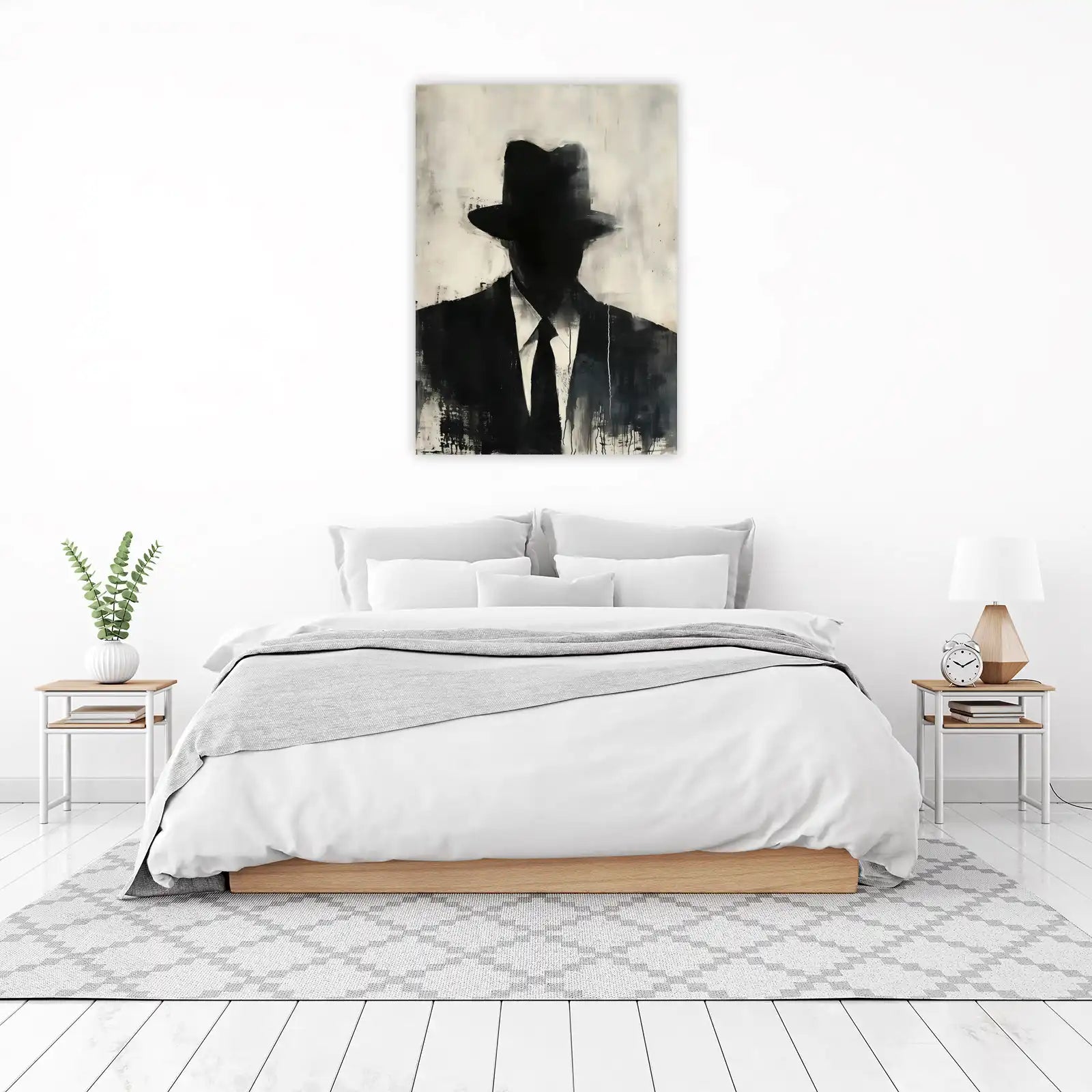 Mysterious Man Abstract Black & White Wall Art