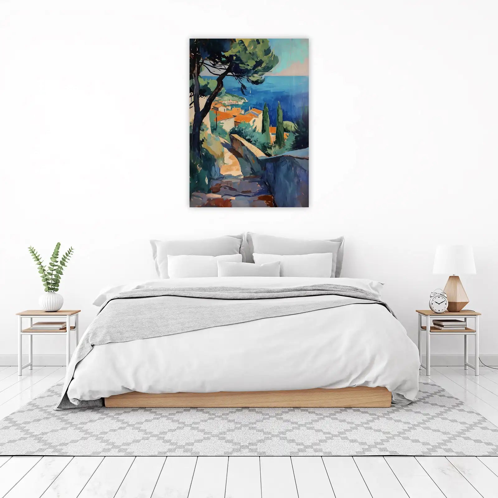 Coastal Village Impressionist Oil Wall Art