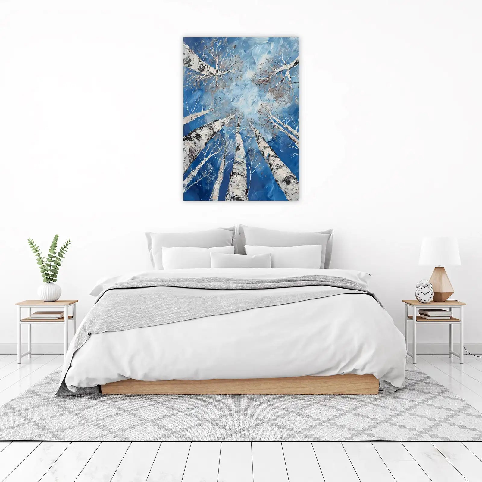 Birch Tree Winter Sky Wall Art