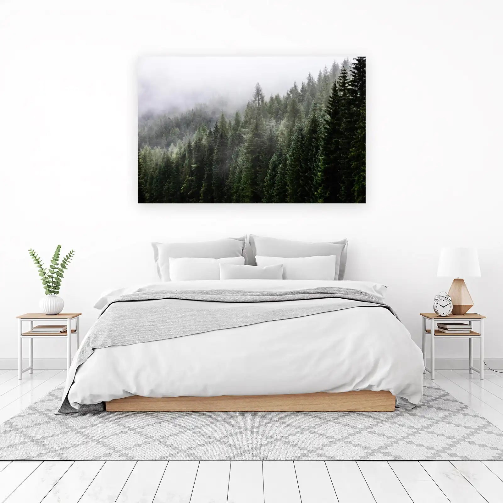 Misty Mountain Forest Landscape Wall Art