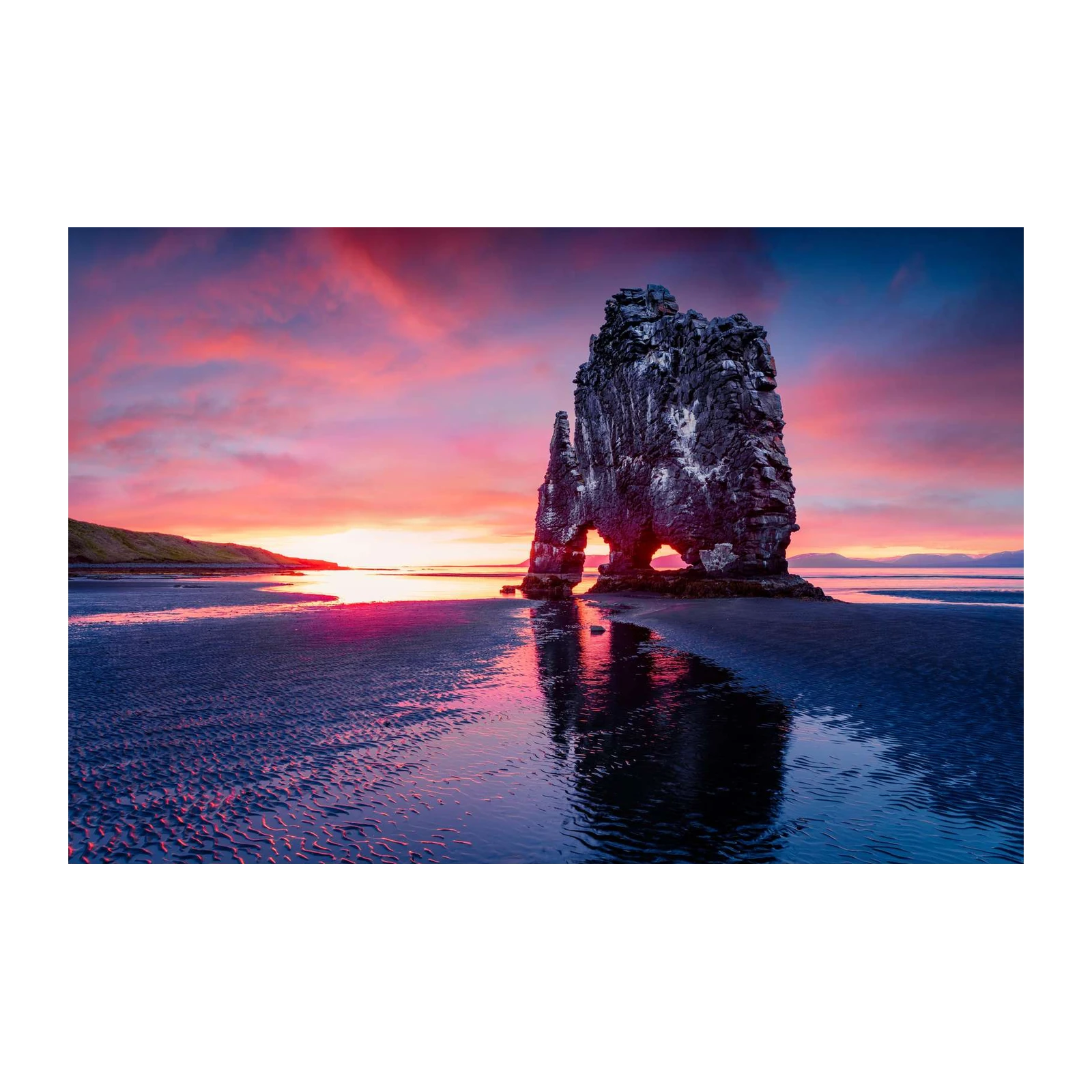 Icelandic Sunset Rock Arch Wall Art