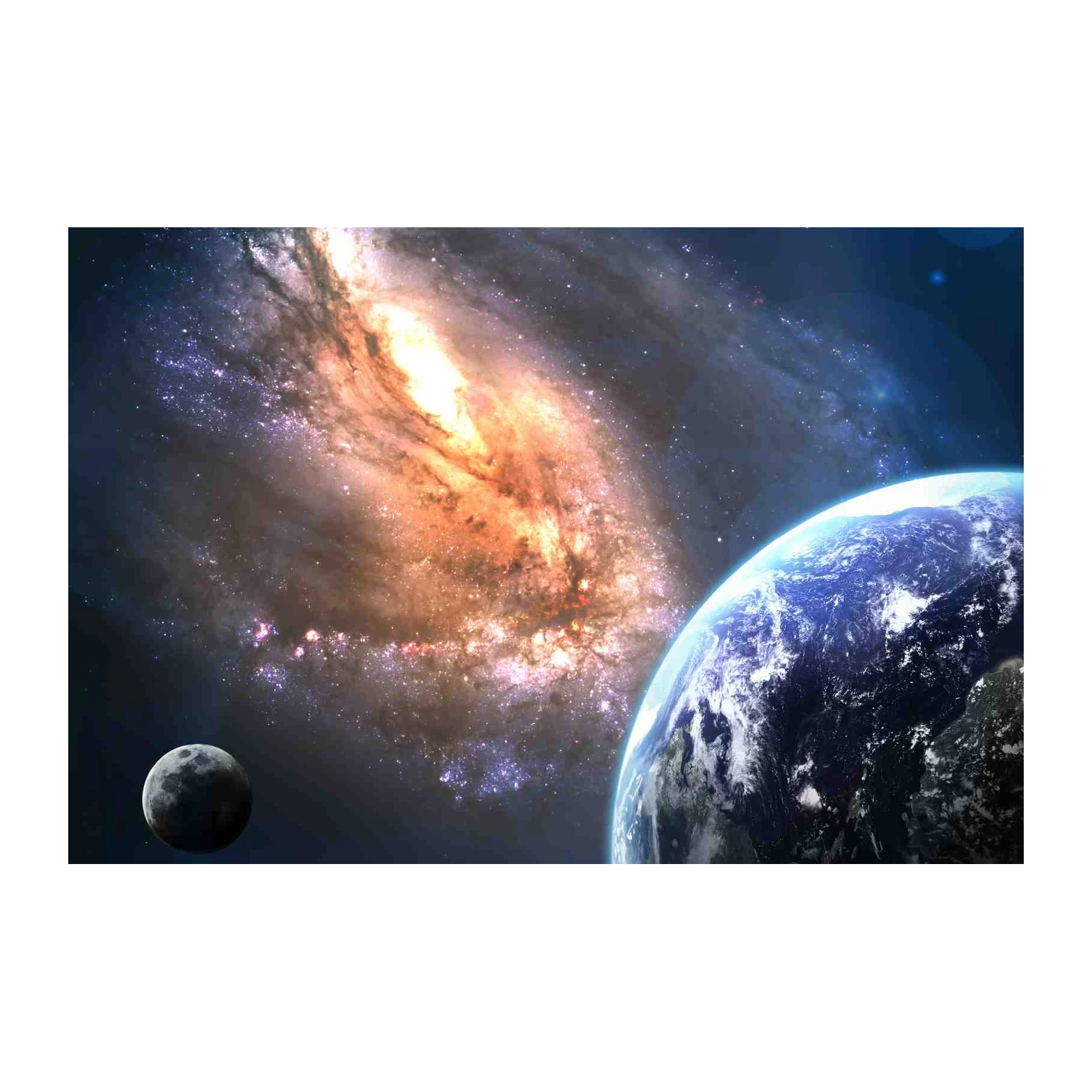 Galactic Nebula Earth & Moon Wall Art