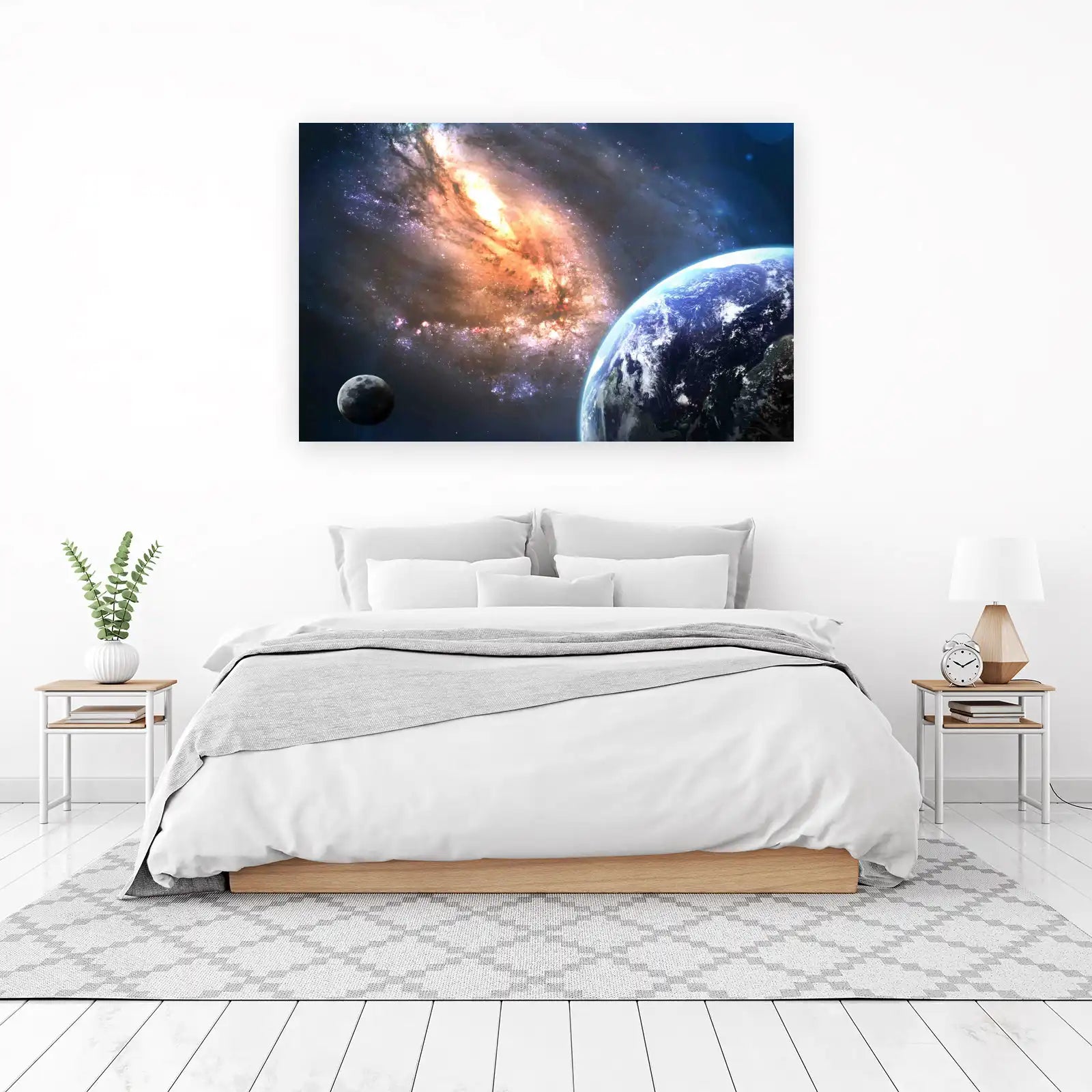 Galactic Nebula Earth & Moon Wall Art