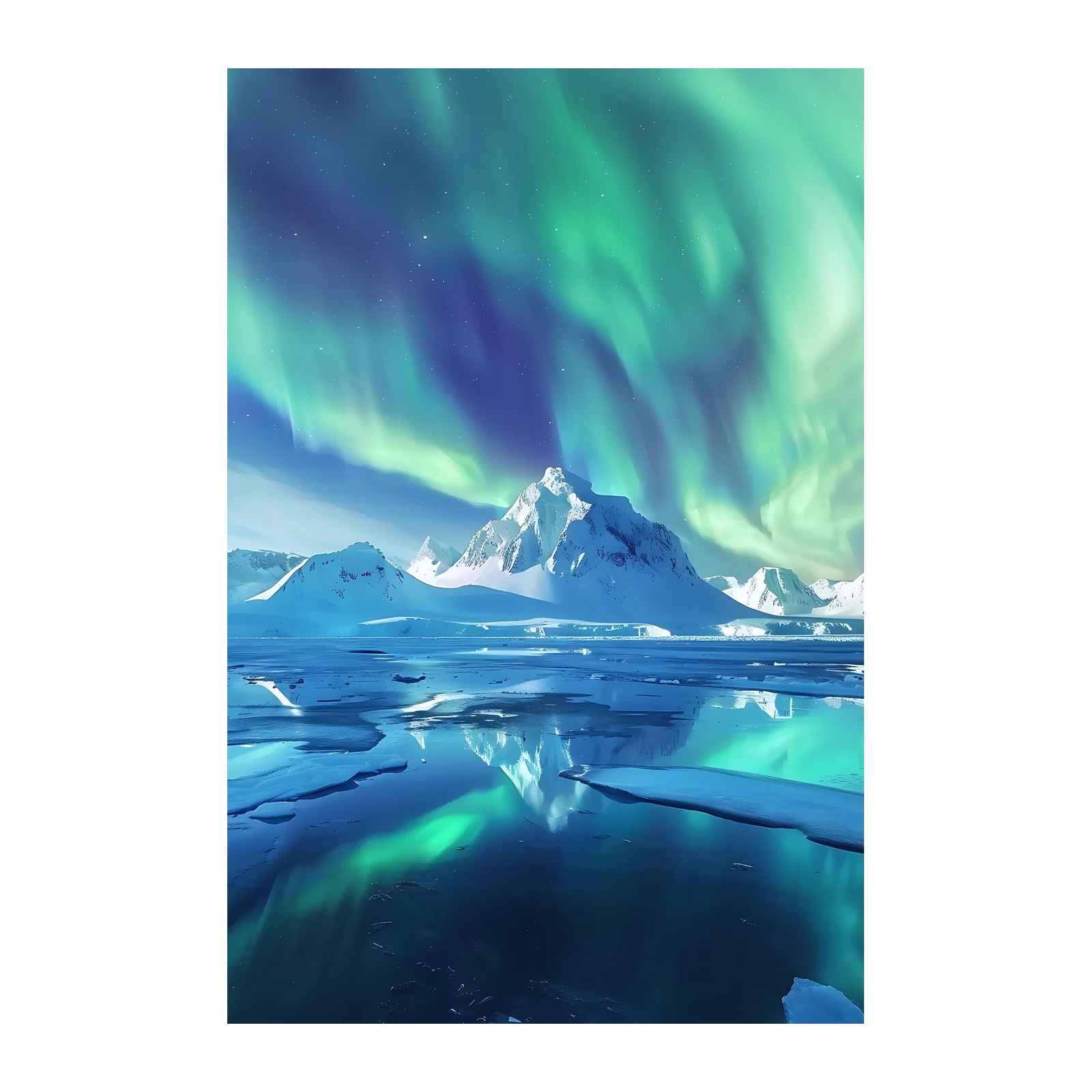 Aurora Borealis Mountain Lake Wall Art