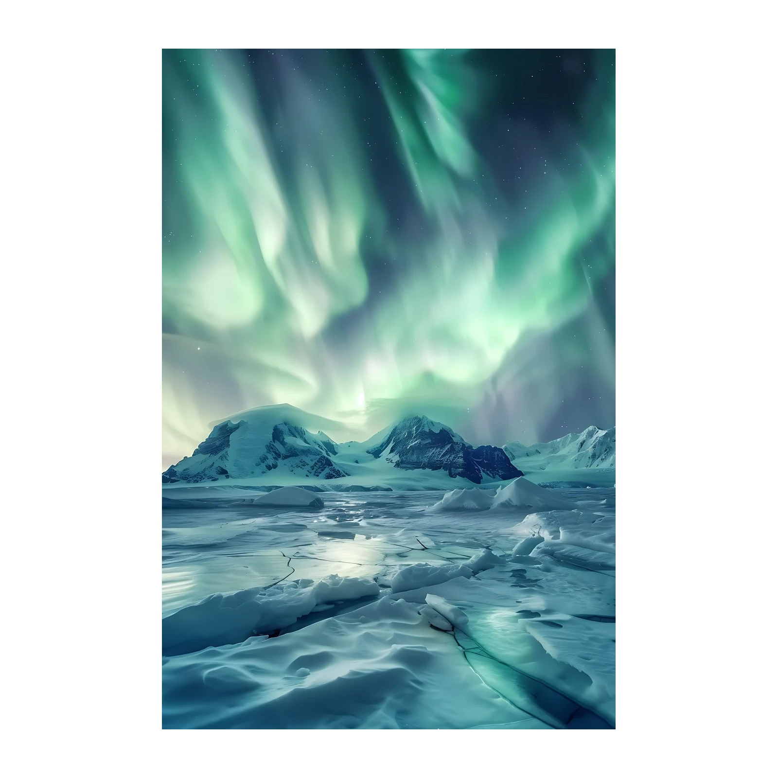 Aurora Borealis Mountain Landscape Wall Art