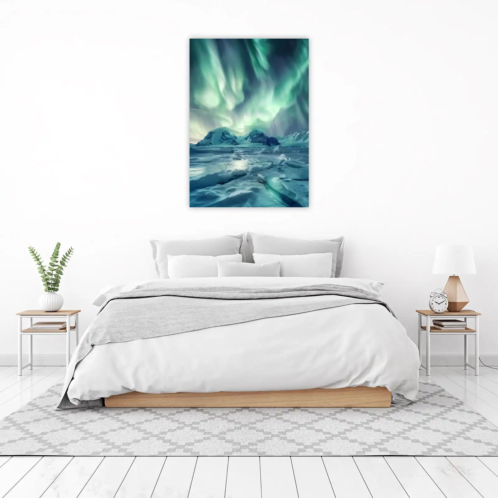 Aurora Borealis Mountain Landscape Wall Art
