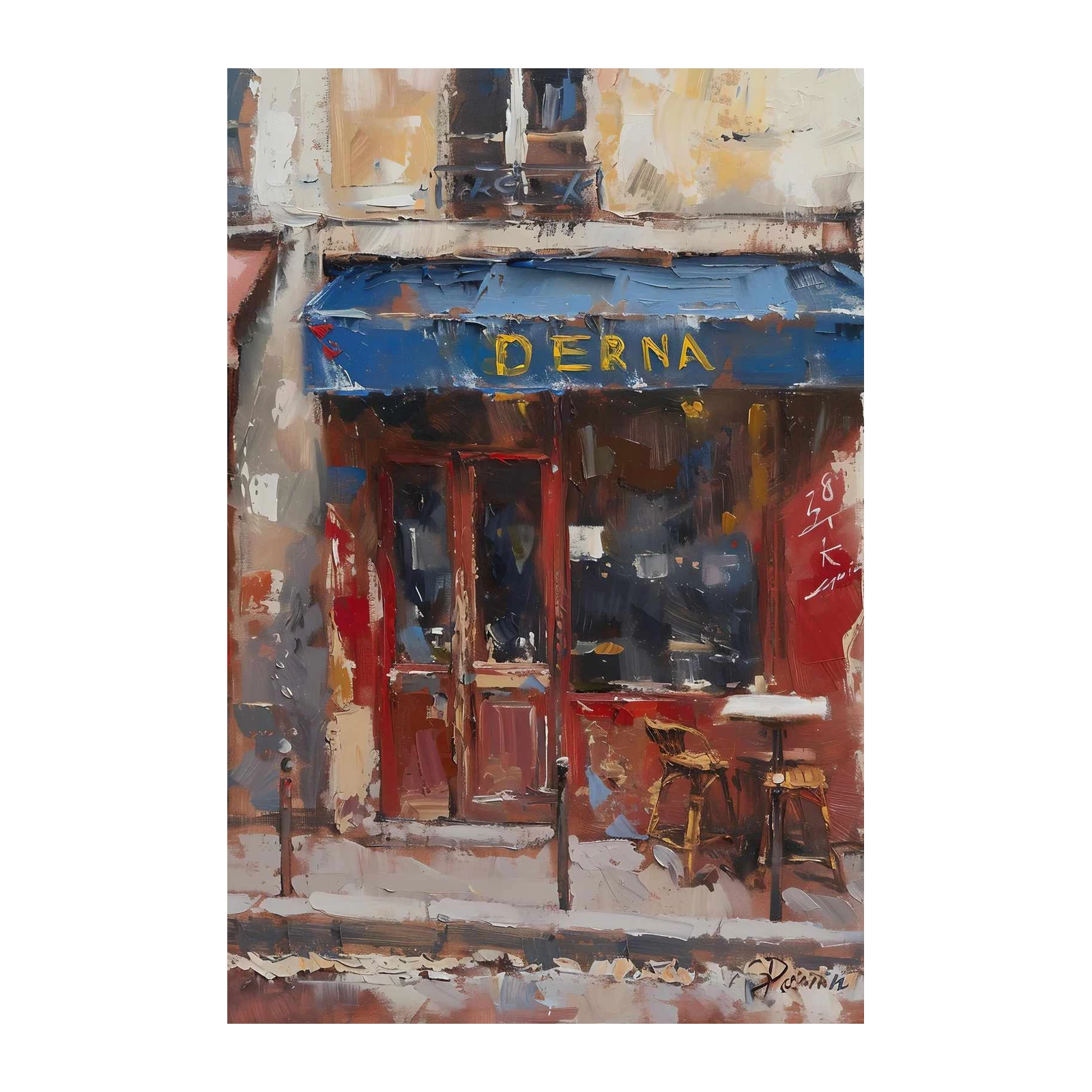 Parisian Cafe Scene Oil Painting Wall Art