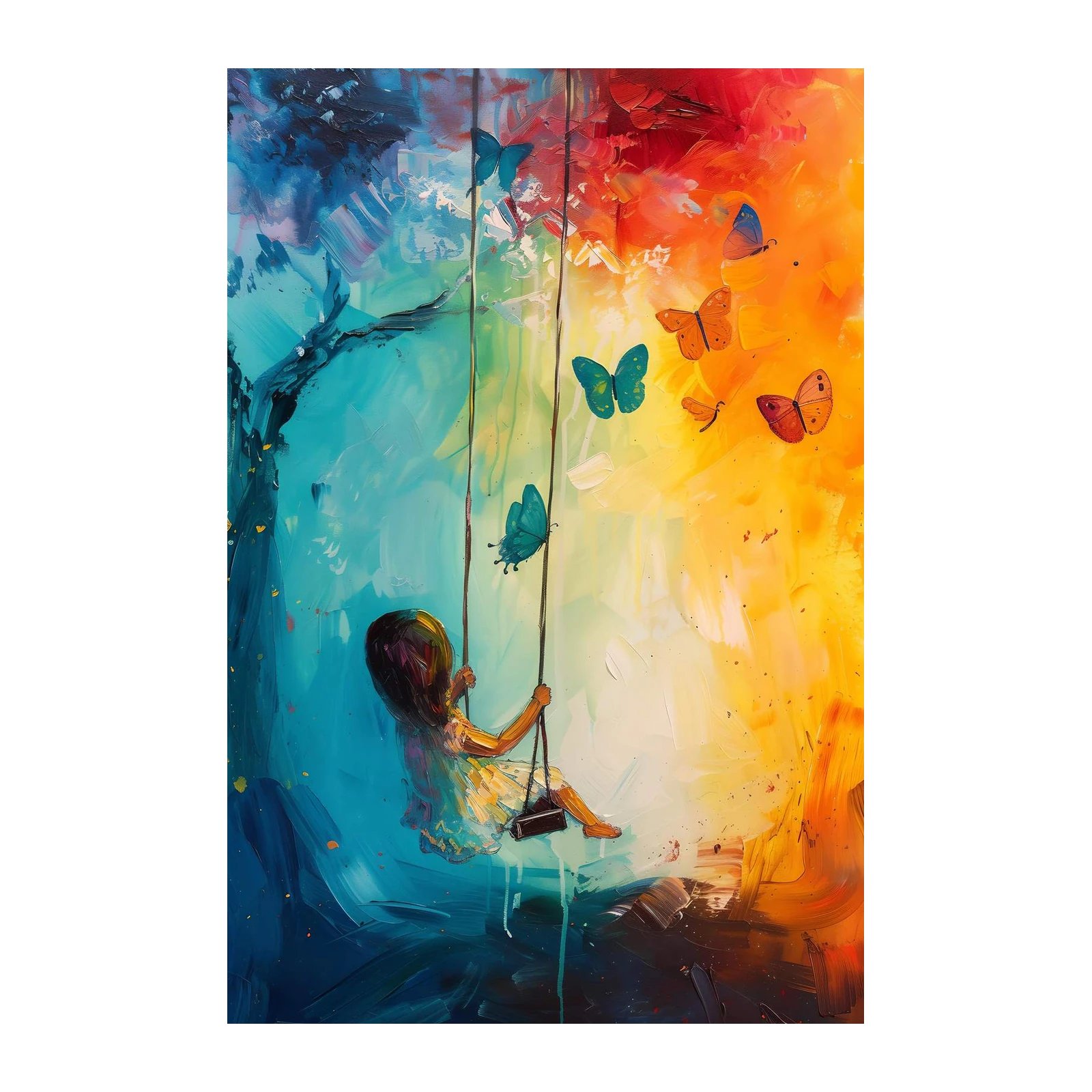 Joyful Childhood Swing Butterfly Wall Art