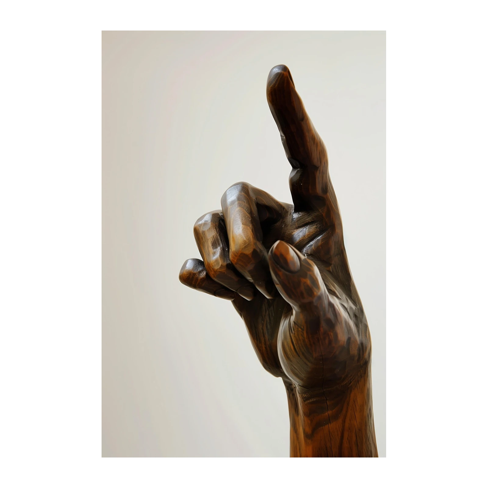 Wooden Hand Sculpture Wall Art - Rustic Decor
