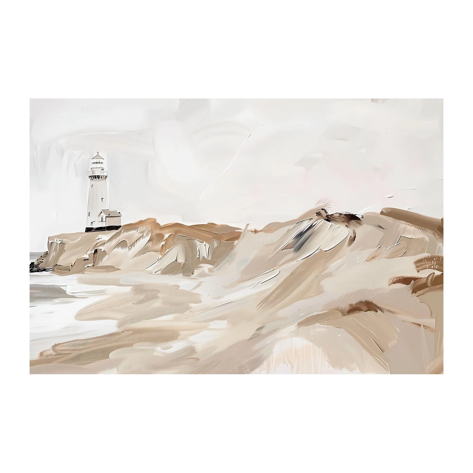 Serene Lighthouse Coastal Landscape Wall Art